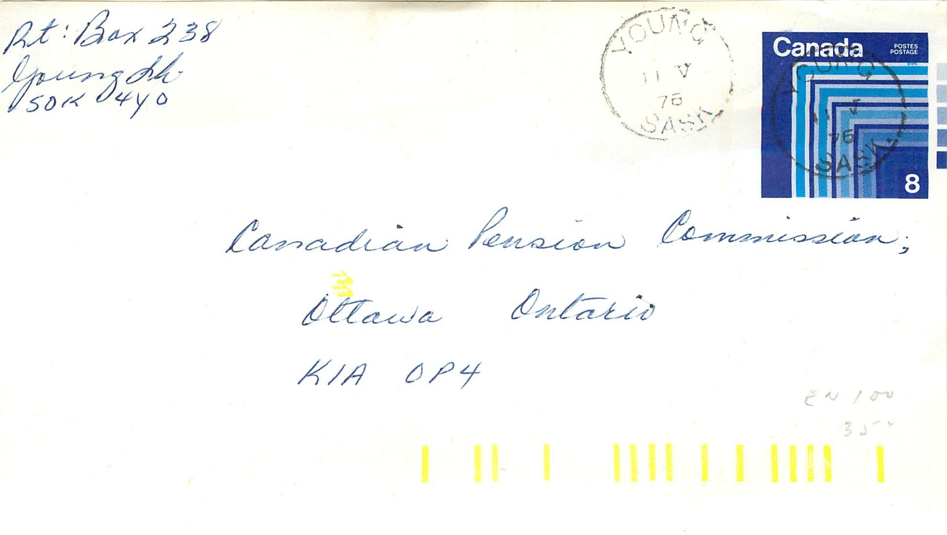 Entier Postal Postal Stationary Canada Young Sask