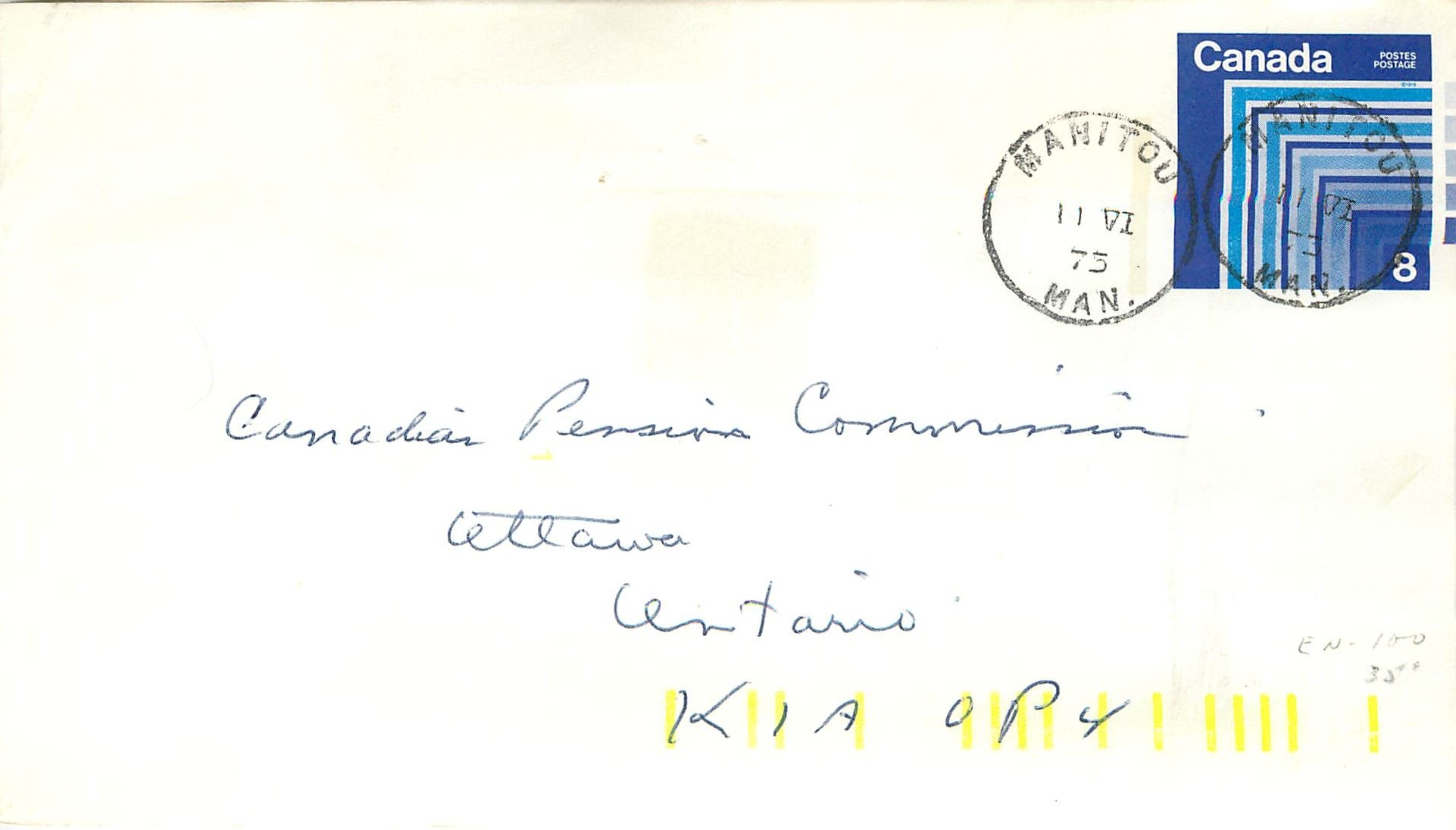 Entier Postal Postal Stationary Canada Manitou