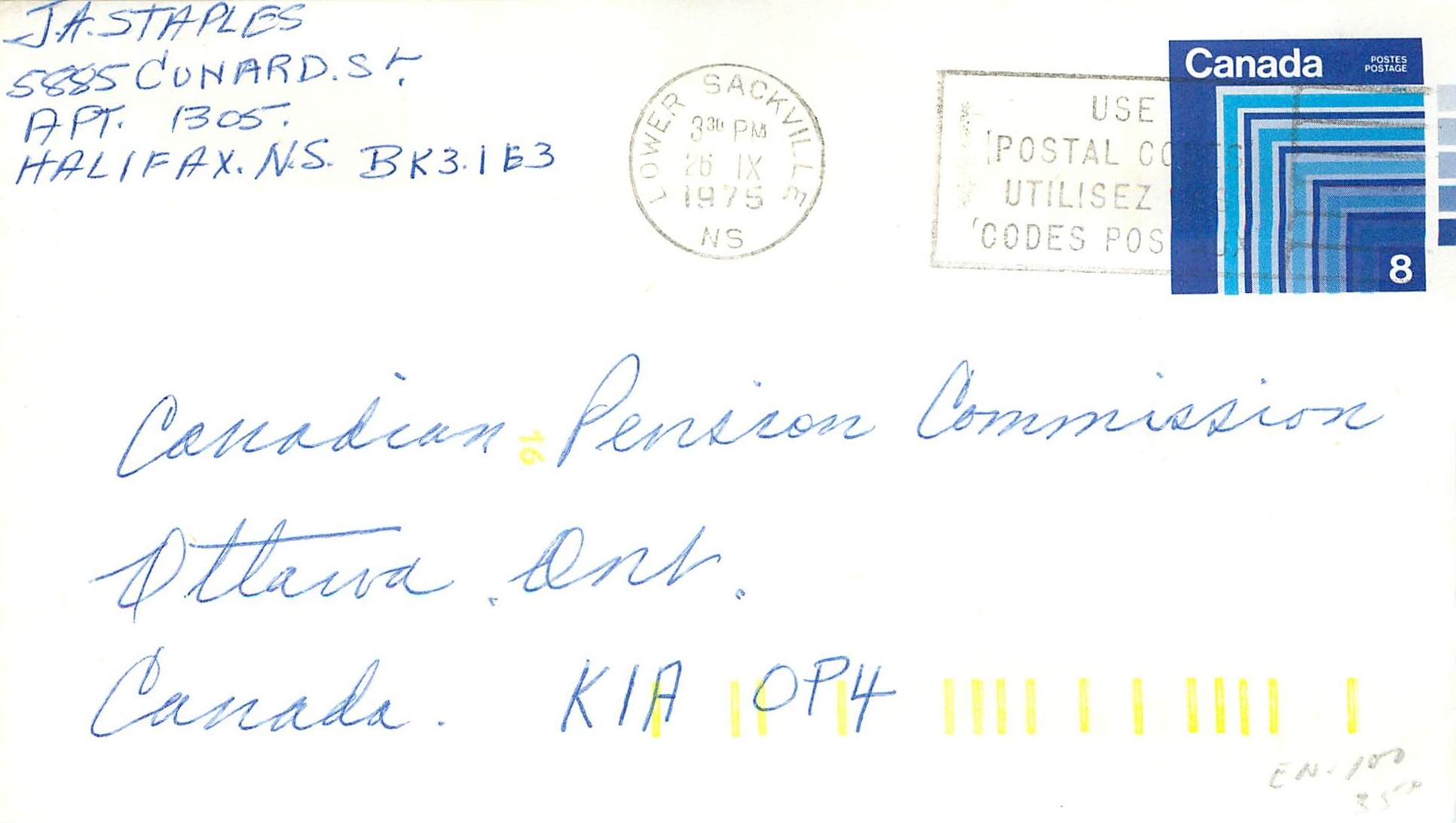 Entier Postal Postal Stationary Canada lower Sackville