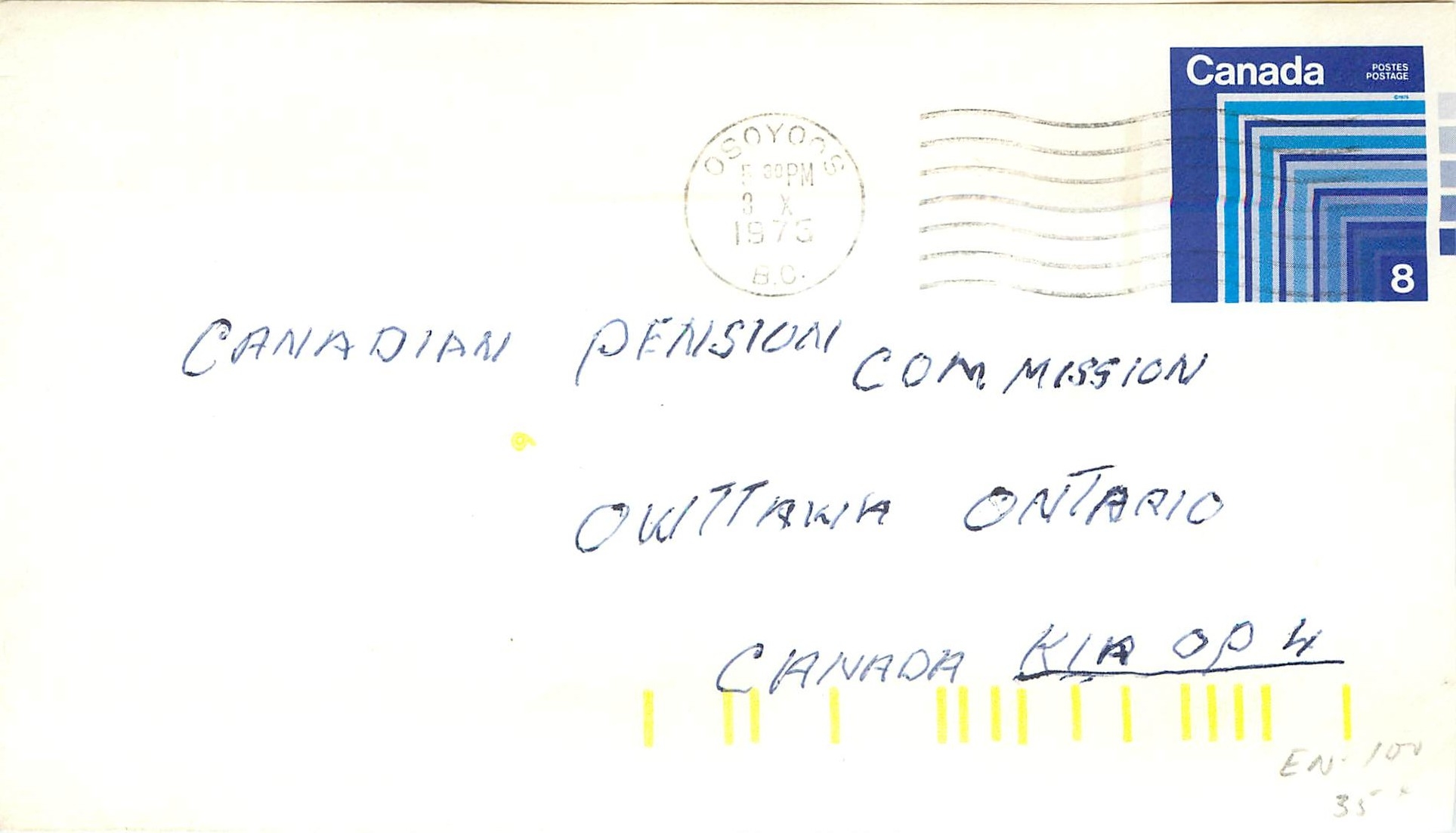 Entier Postal Postal Stationary Canada Osoyoos
