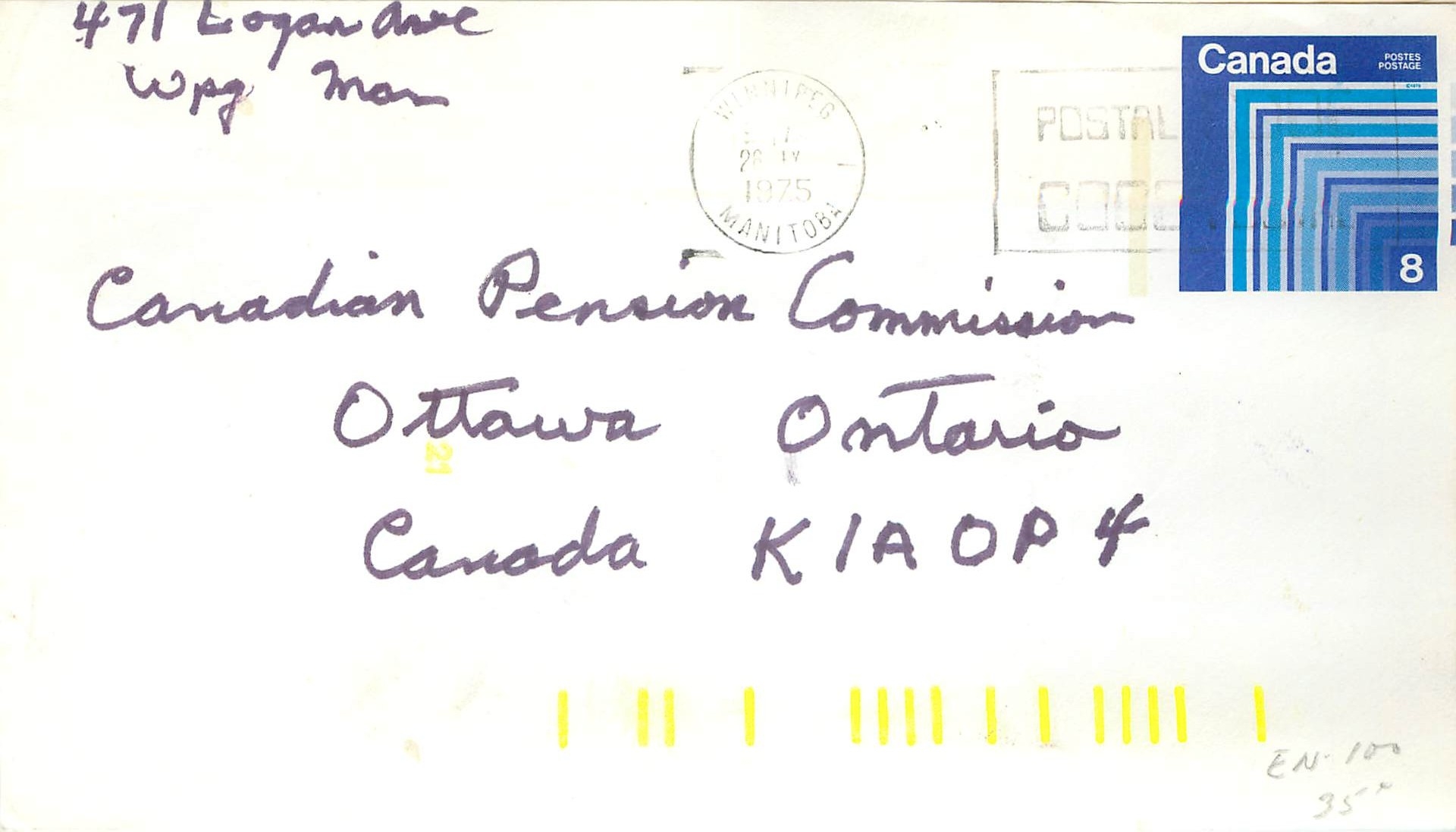 Entier Postal Postal Stationary Canada Winnipeg