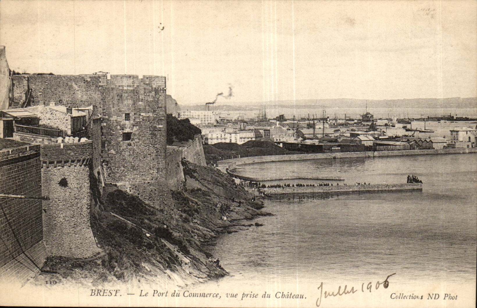 Brest CPA the port commercial seen from of the castle