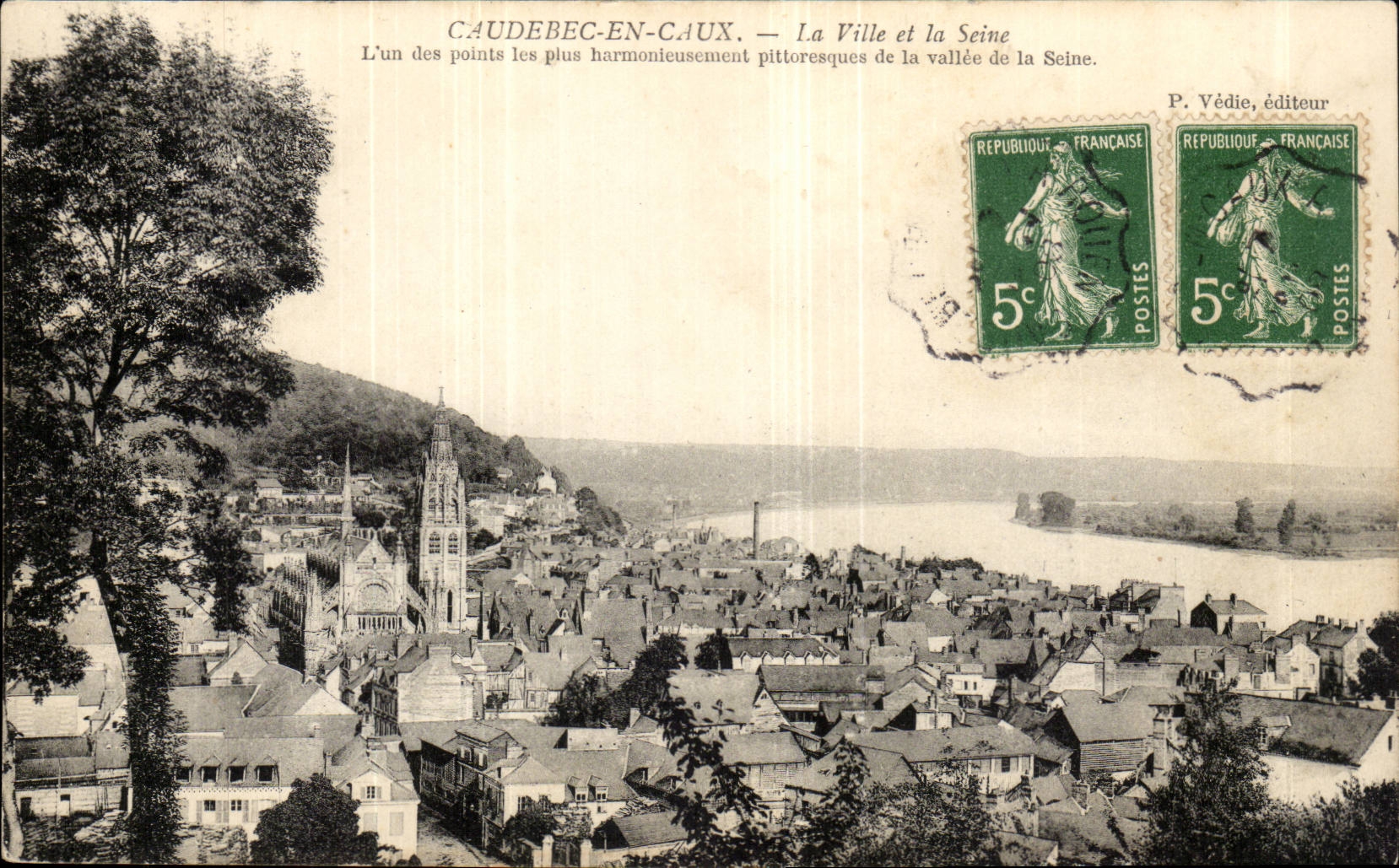 Caudebec in CAux CPA the city and the Seine