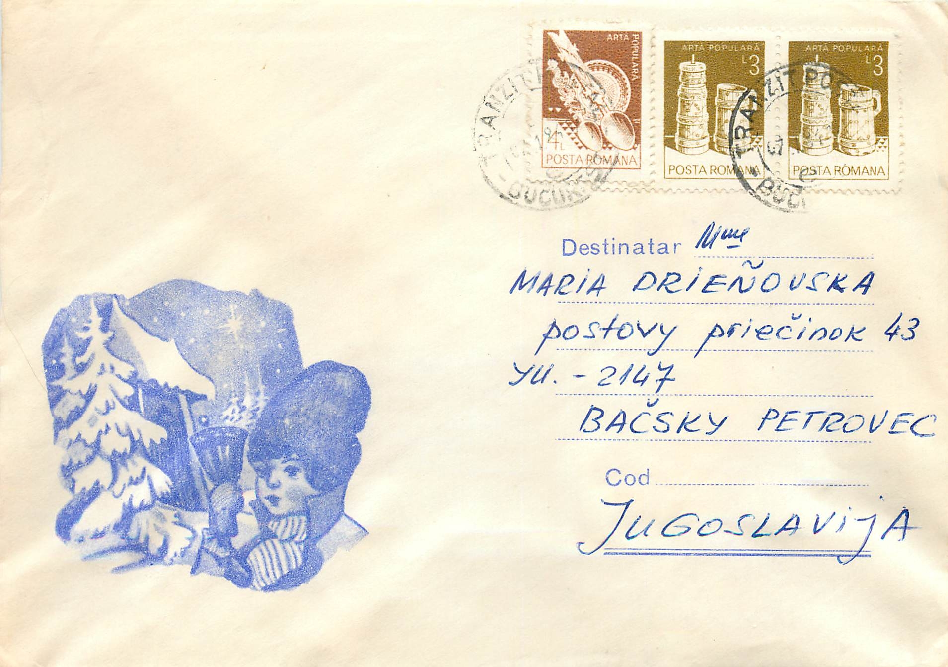 Lettre Cover Roumanie Enfant