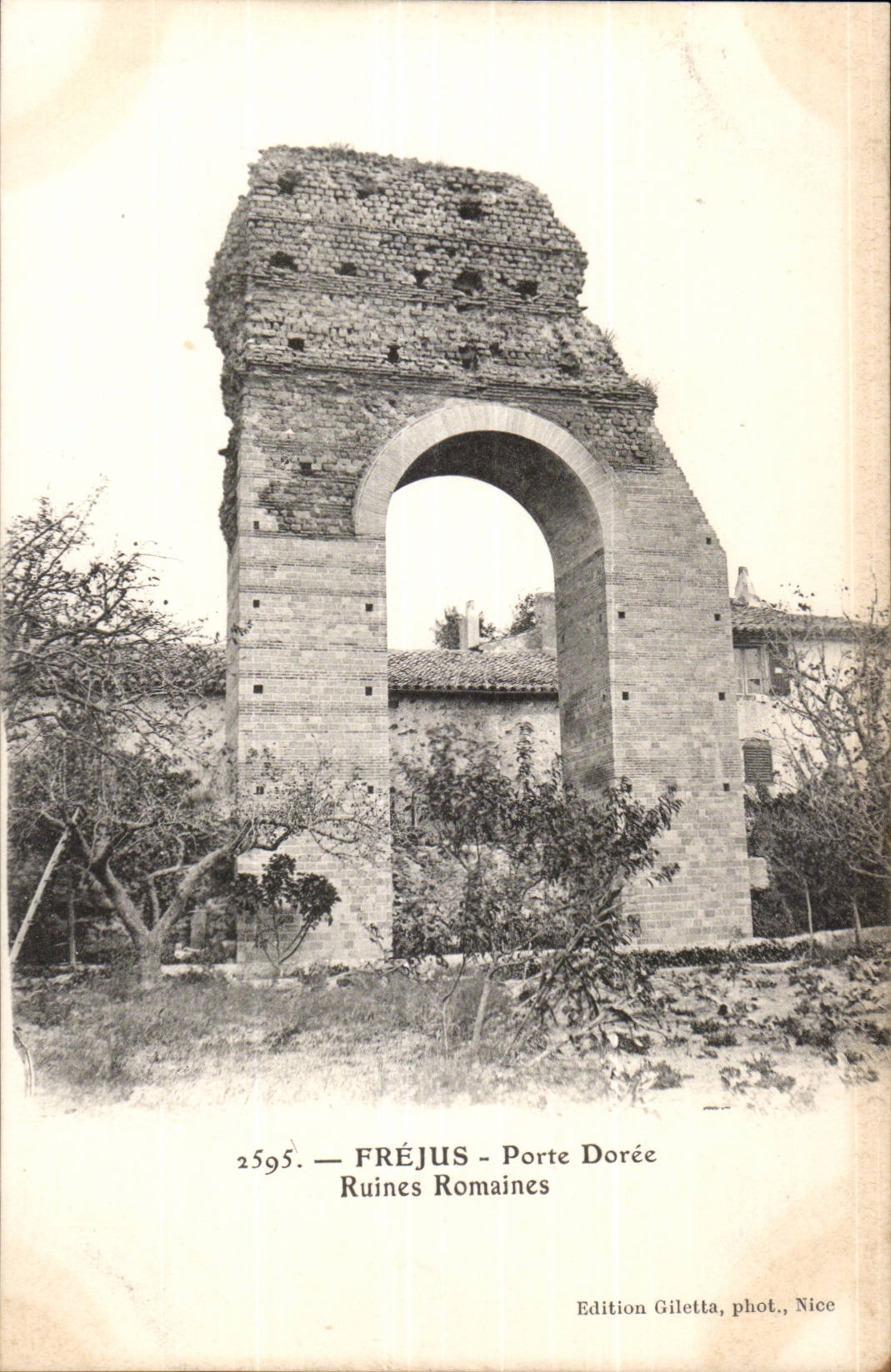 Frejus CPA Gate golden Roman ruins