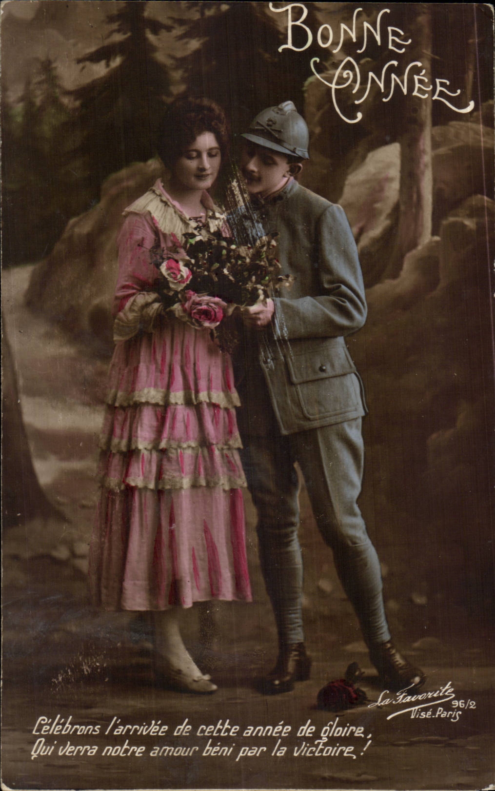 CPA Fantasy Woman Happy New Year (militaria military)