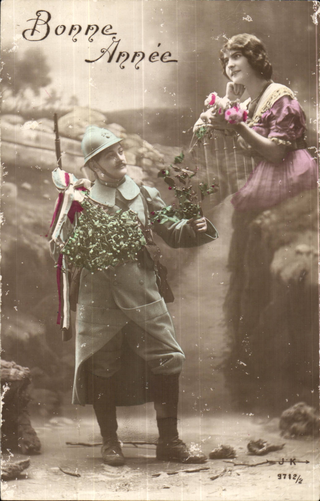 CPA Fantasy Woman Happy New Year (militaria military)