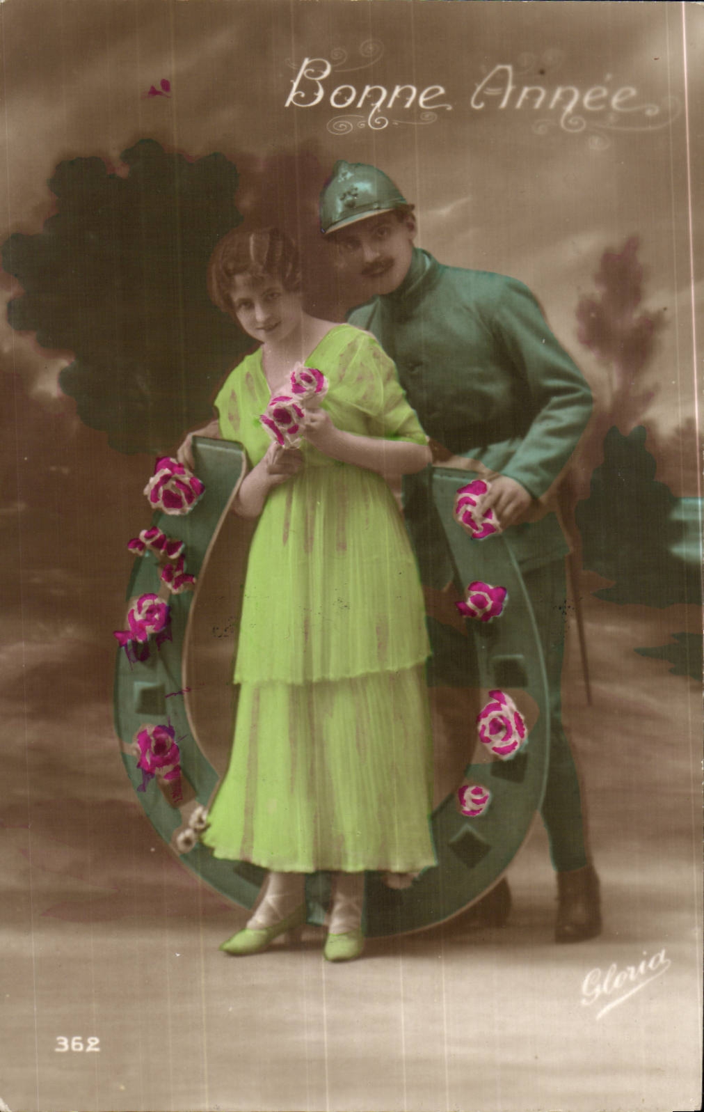 CPA Fantasy Woman Happy New Year Horseshoe