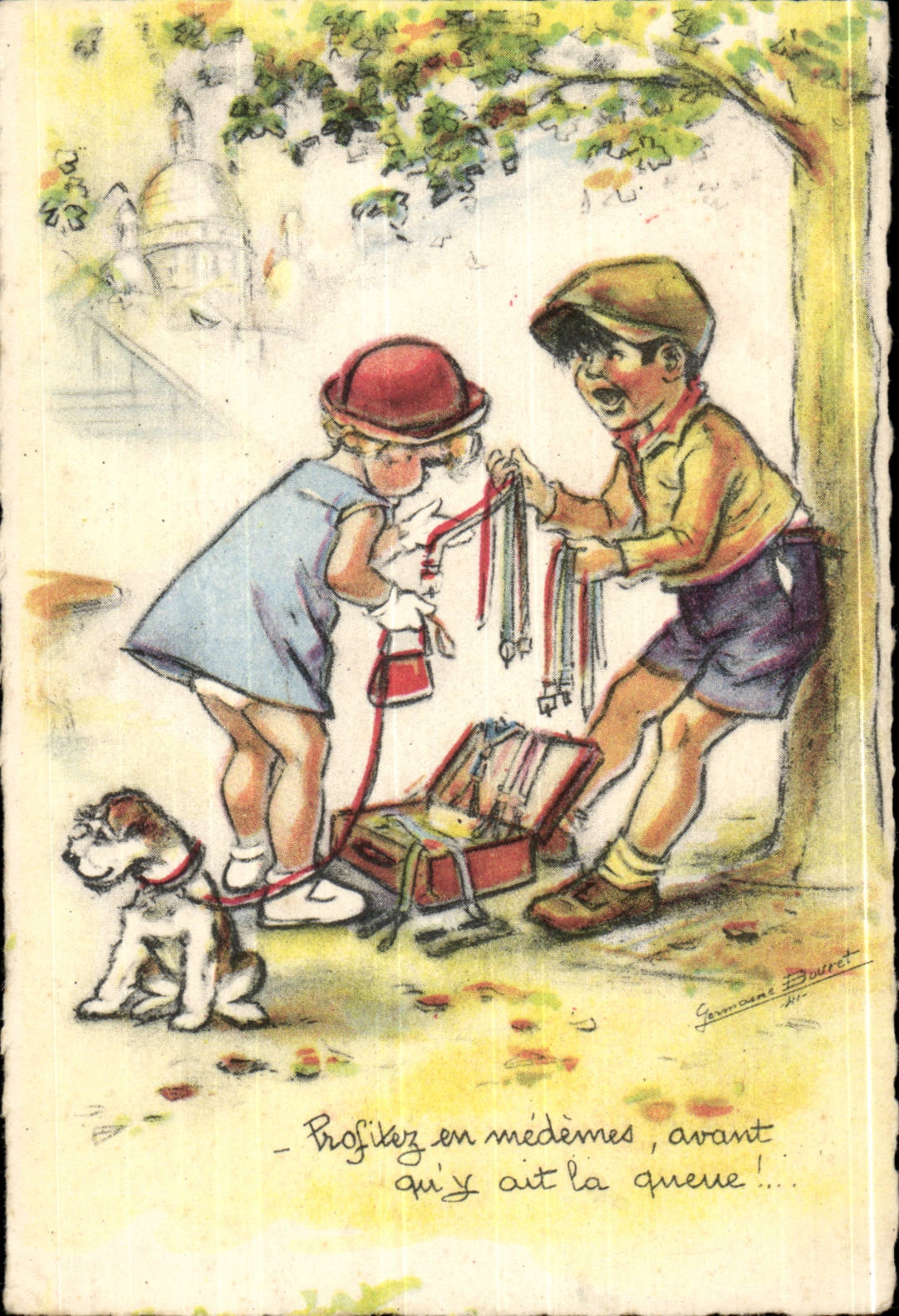 CPA Fantasy Child and dog (dog) Poulbot TOP