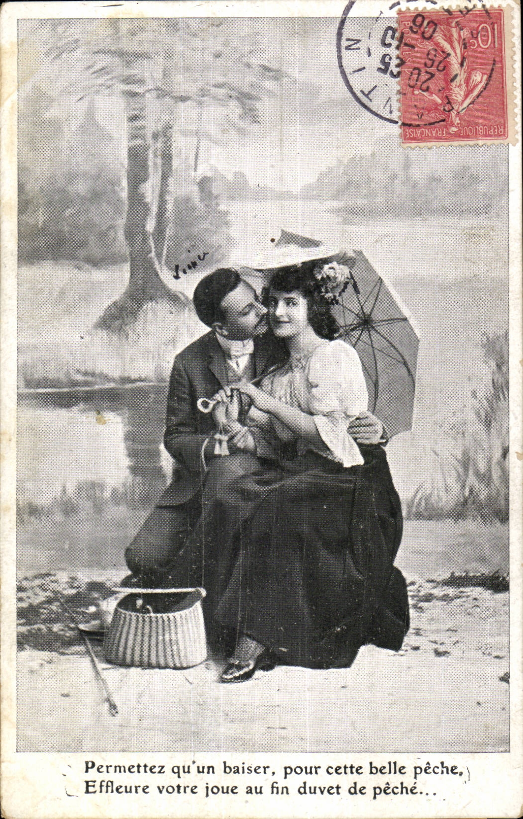 CPA Folklore Allow that a kiss for this beautiful sin effleure your cheek