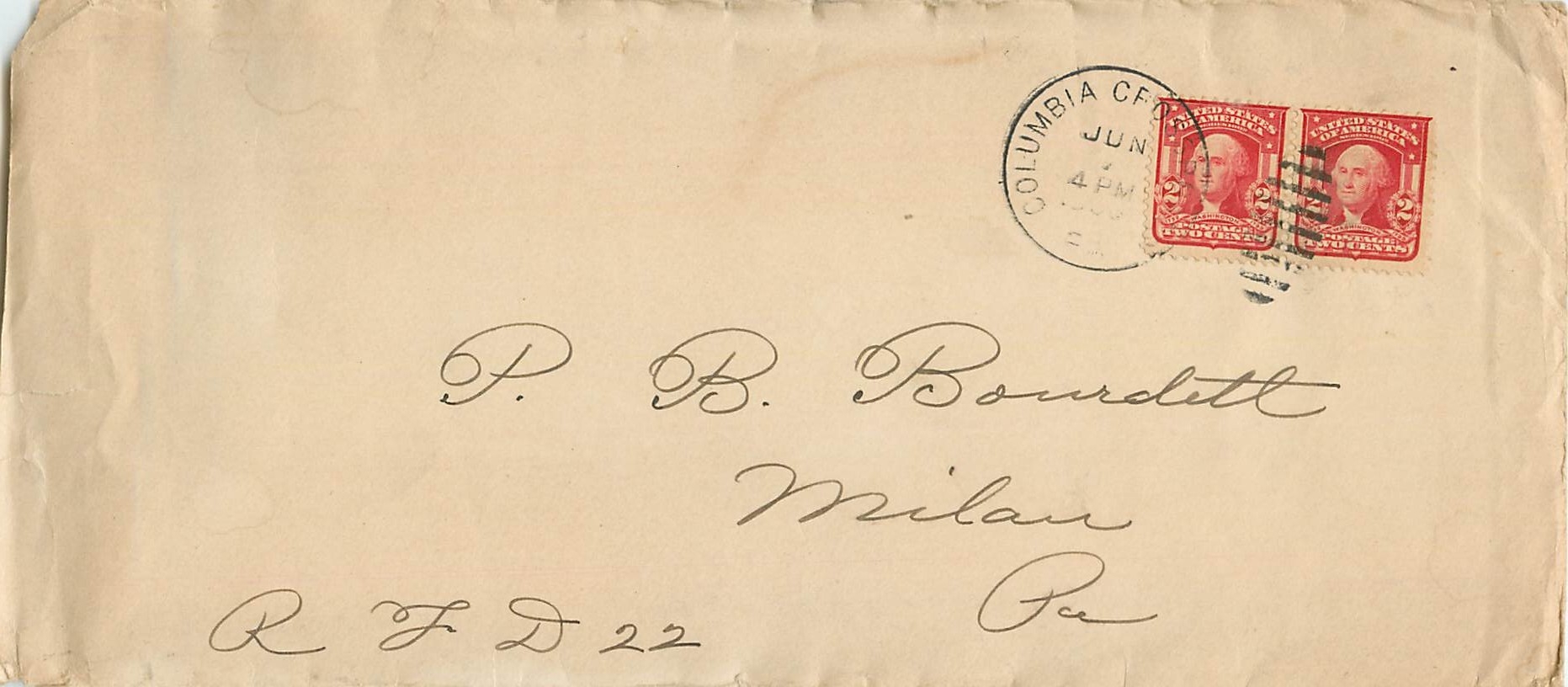 Lettre Cover Columbia 1906