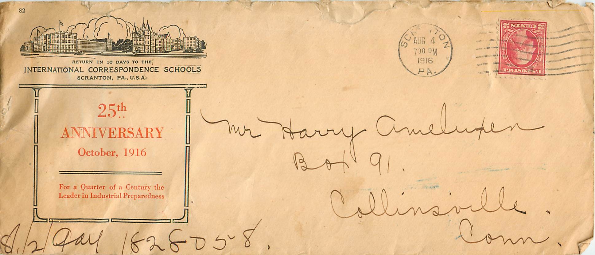 Lettre Cover Scranton 1916