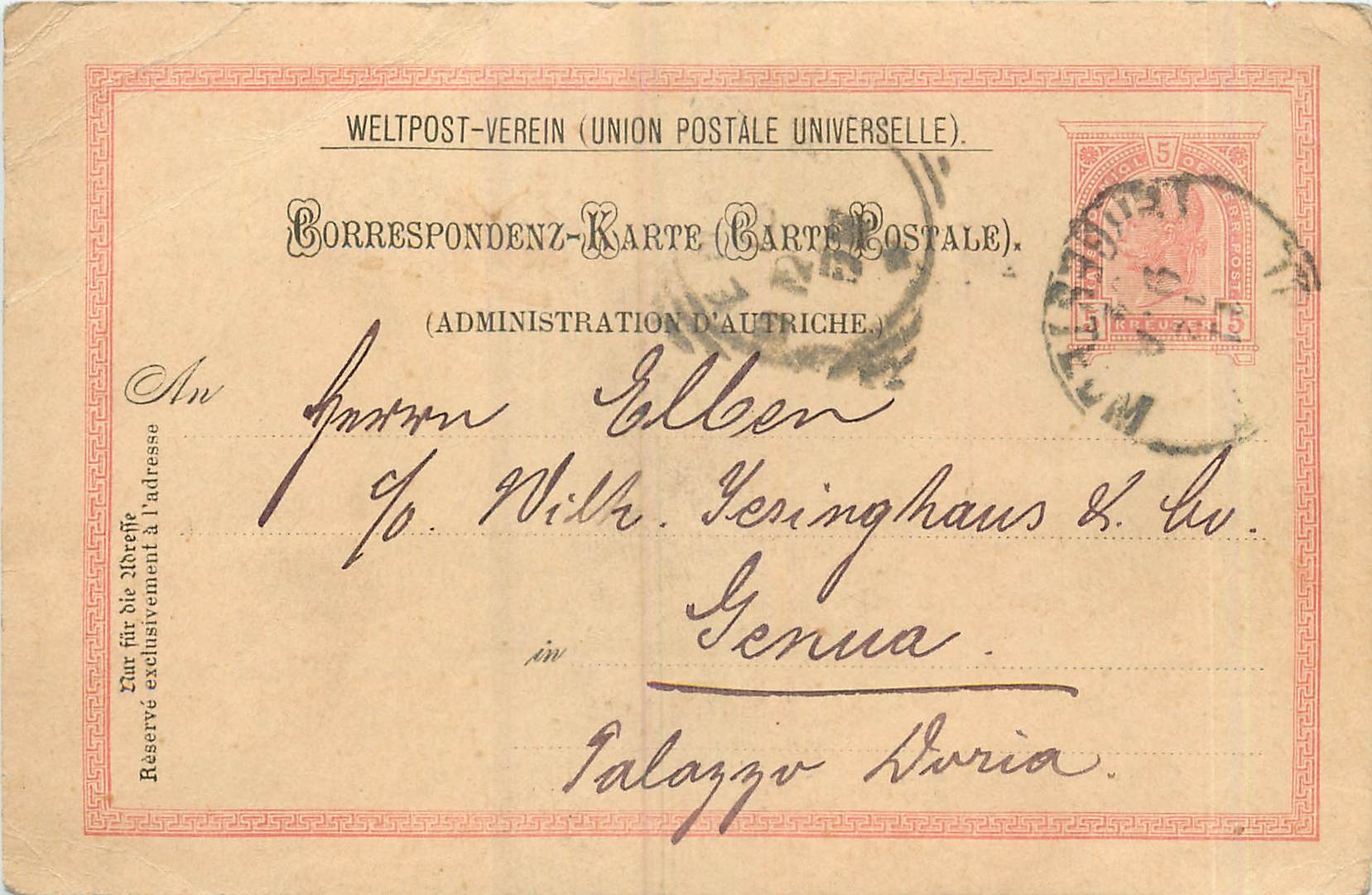 Entier Postal Stationary Autriche 
