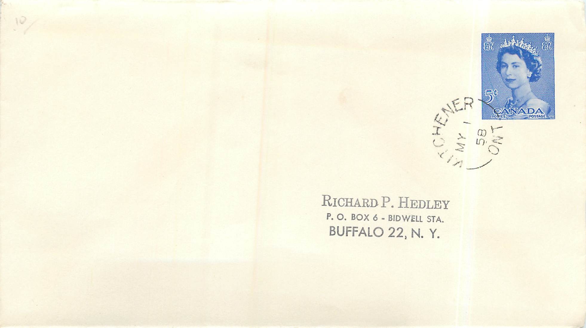 Postal stationary Canada 4c Kitchener for Buffalo NY
