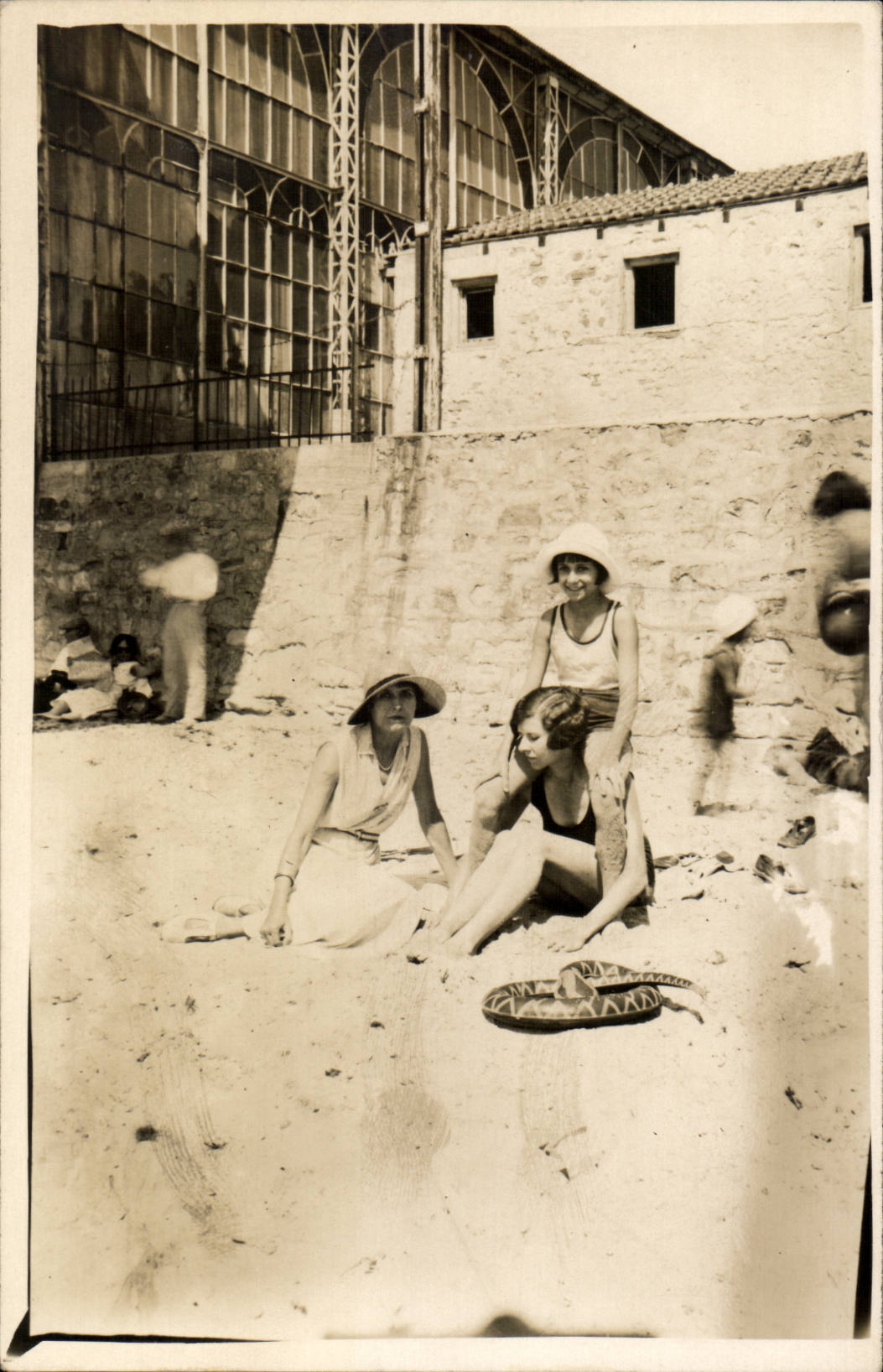 Real photo CPA beach child Woman Mad years