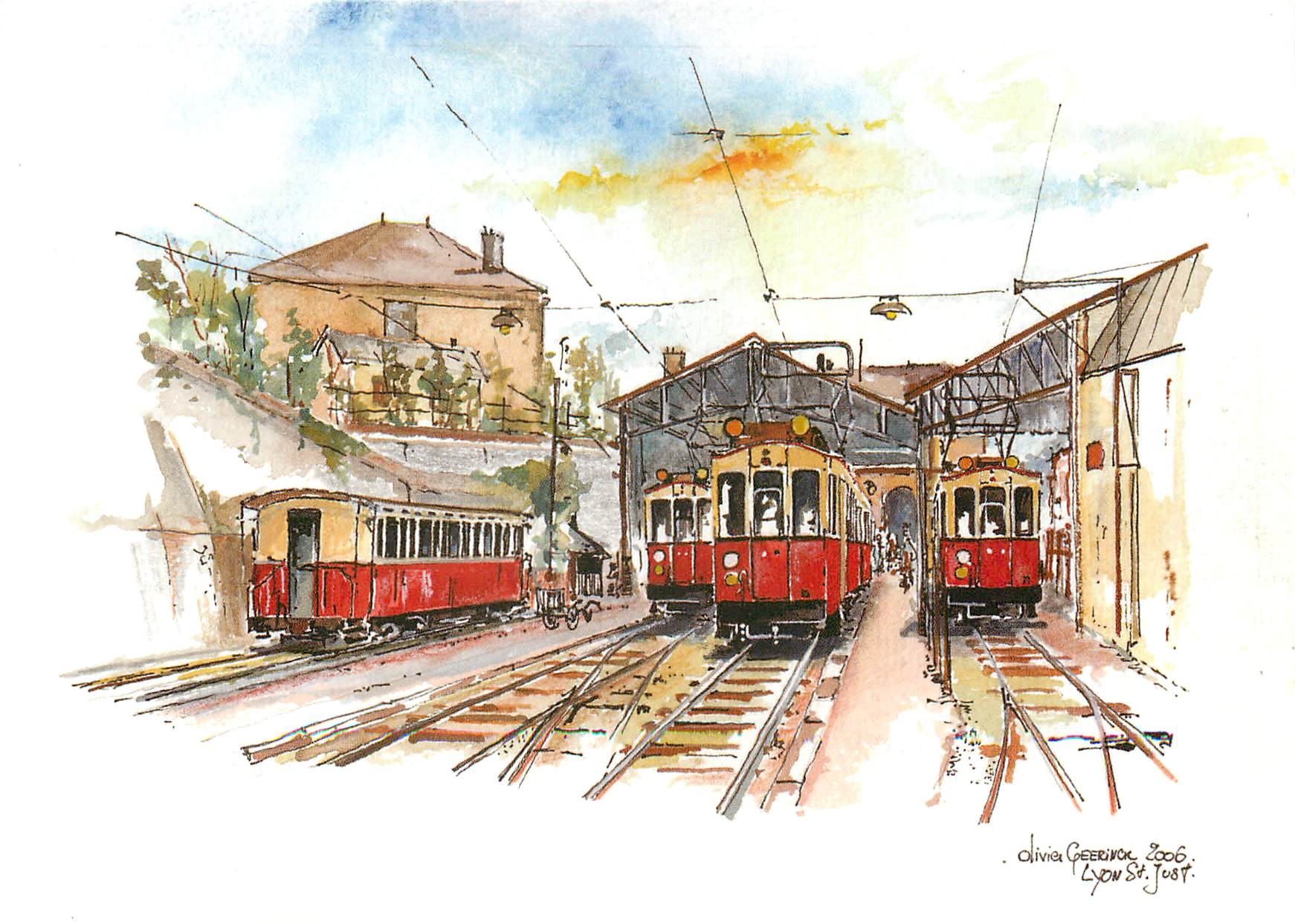 CPM Chemin de fer Lyon Vaugneray Lyon St Jusdt 