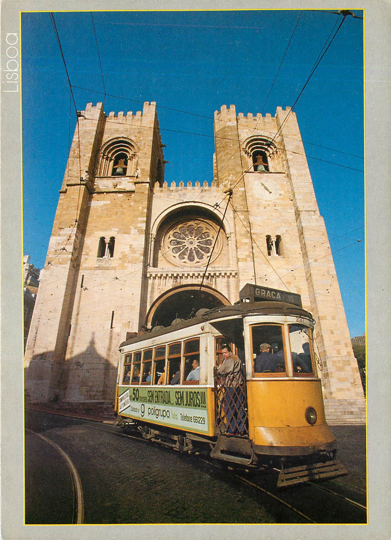 CPM Lisbon A tram passing the Cathedral 