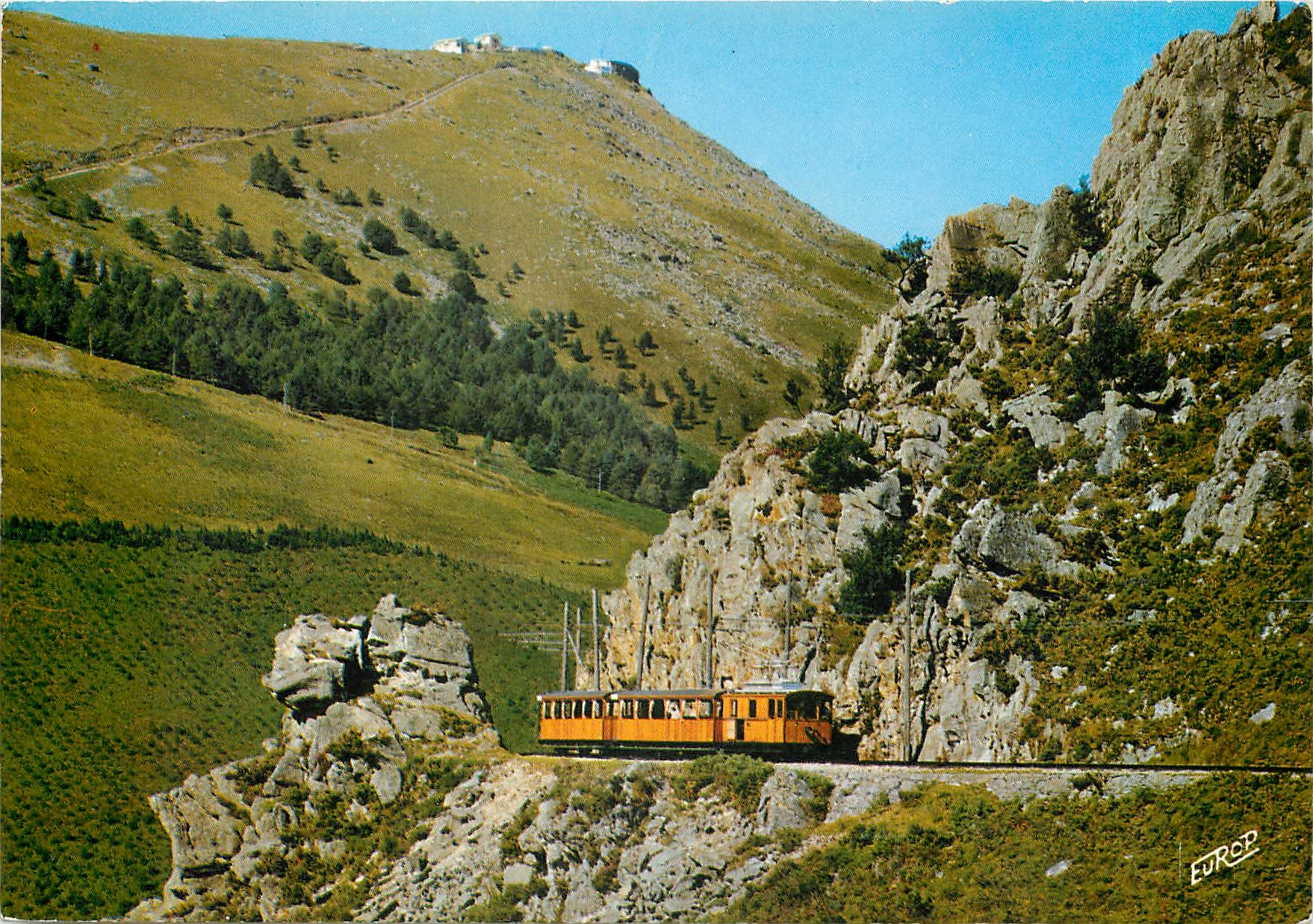 CPM La Rhune The cogwheel train passing near the alp