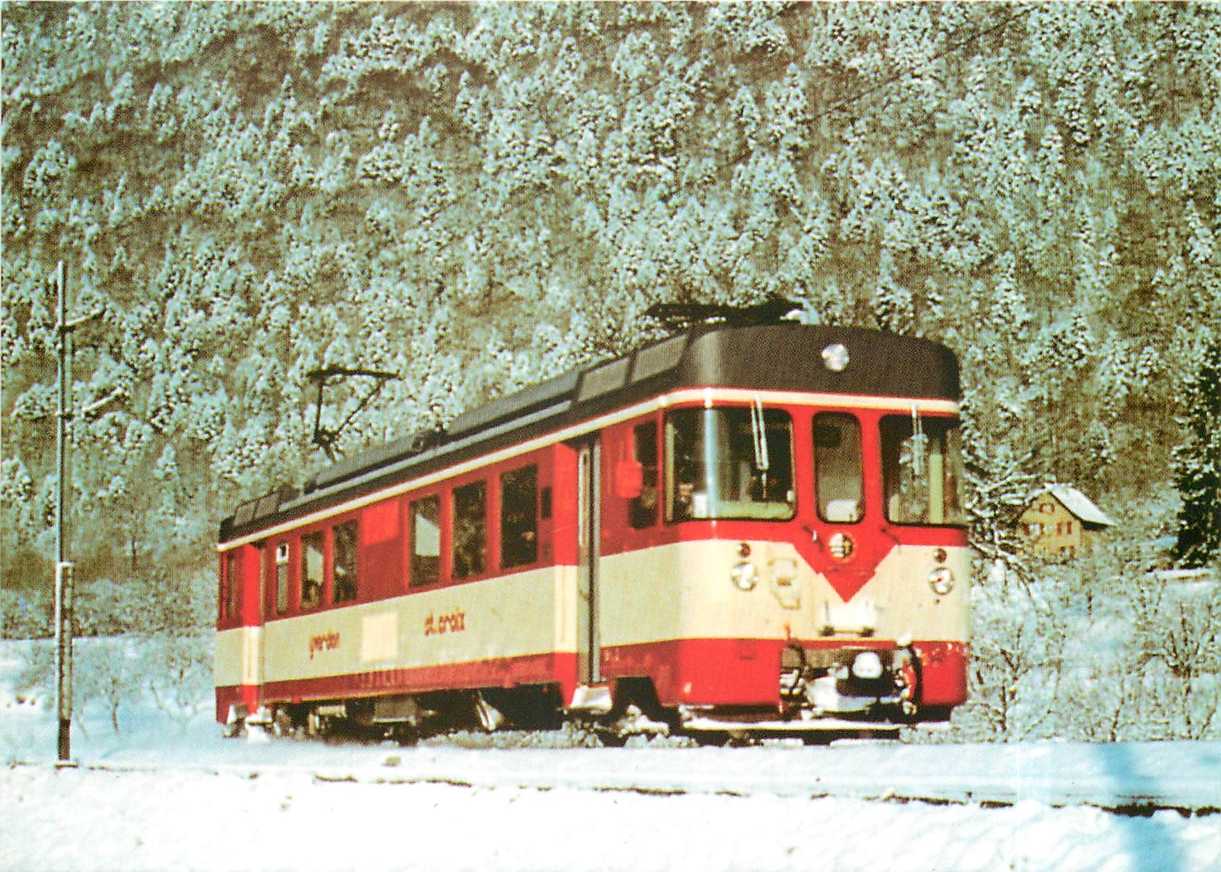 CPM Automotrice Be 4 4 nO3 de la Cie Yverdon Ste Croix dans la foret aux environs de Baulmes