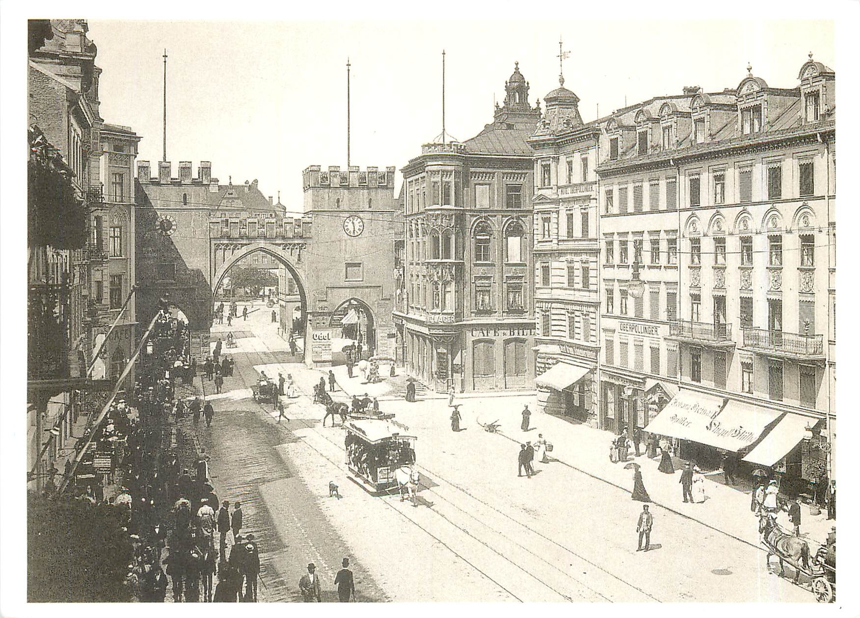 CPM Das Alte Munchen Rommer + Jonas Neuhauserstrasse mit Karlstor um 1900