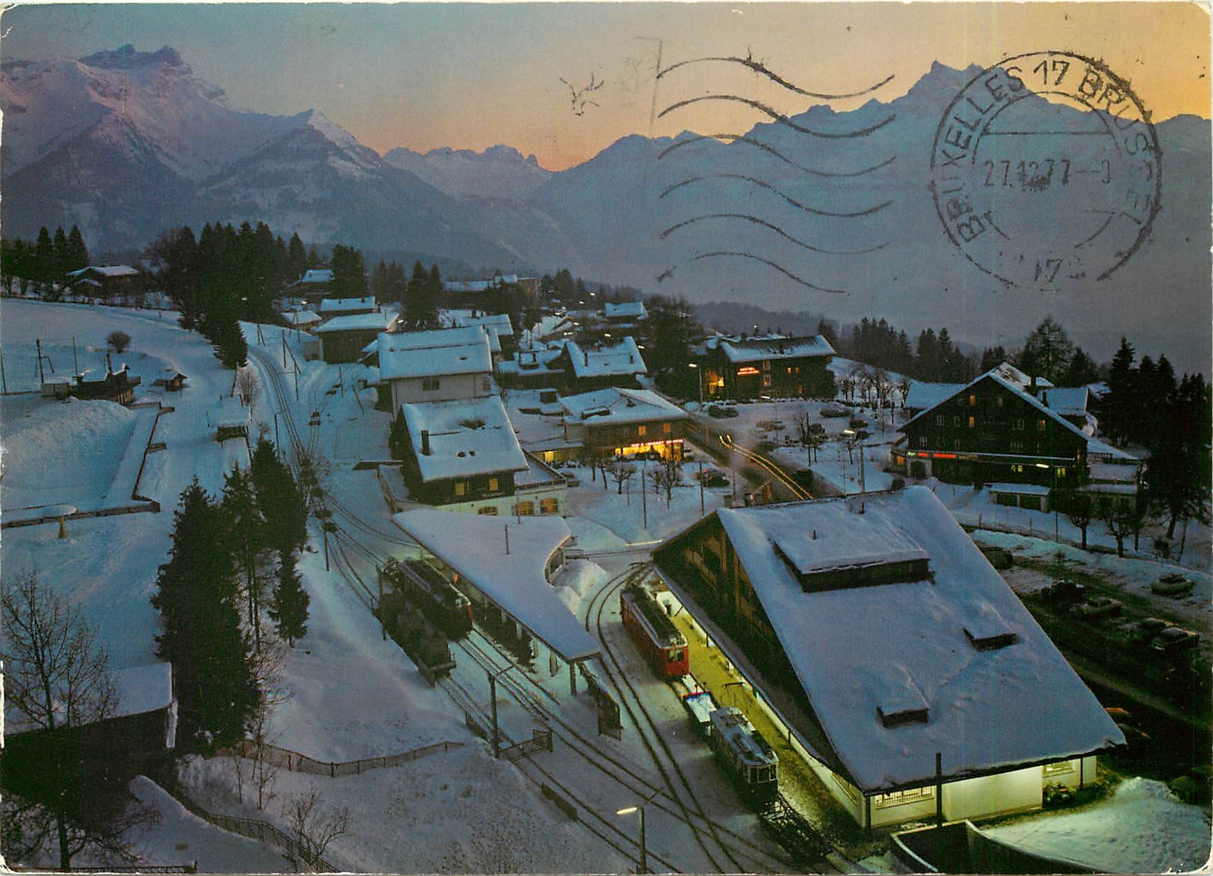 CPM Switzerland Villars S Ollon Vue partielle de la station au crepuscule Dents du Midi et Dents de 