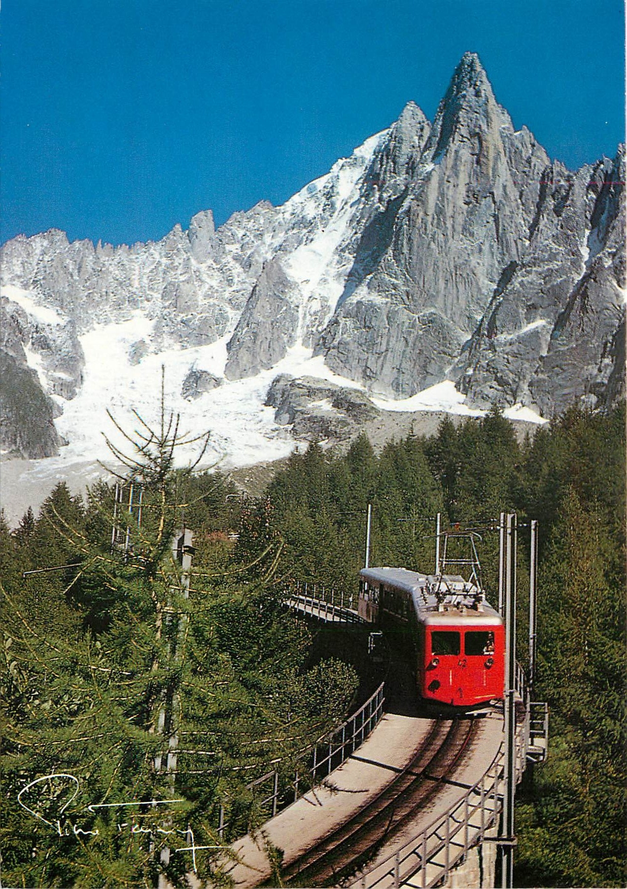 CPM Les Drus et le train de Montenvers 