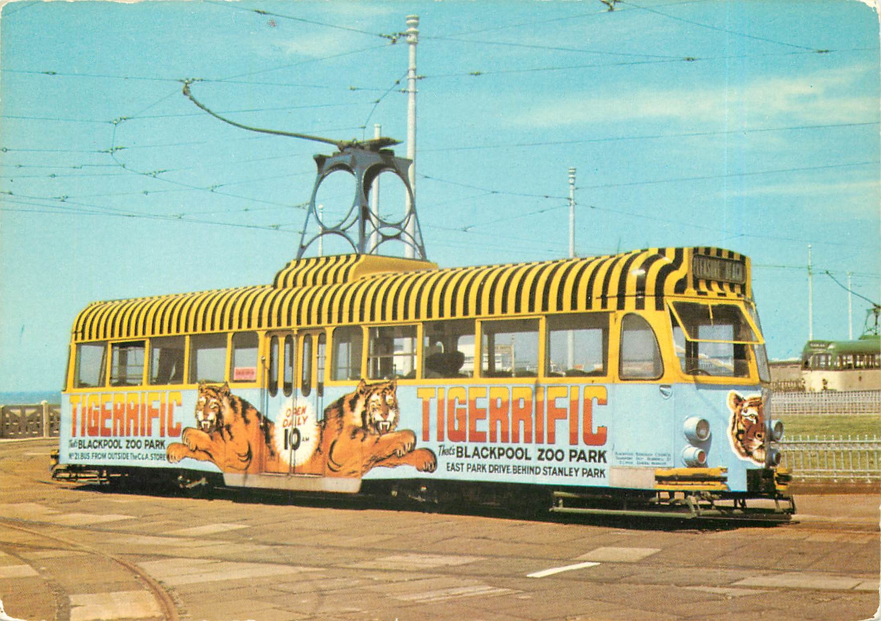 CPM Advertising train at the Pleasure Beach turning circle Blackpool Tigre