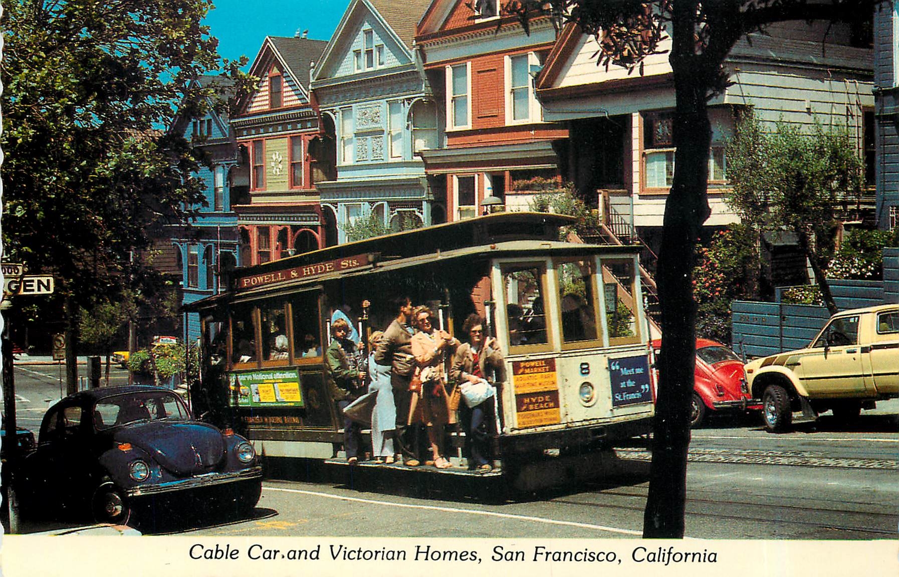 CPM Cable Car and Victorian Homes San Francisco California Tramway