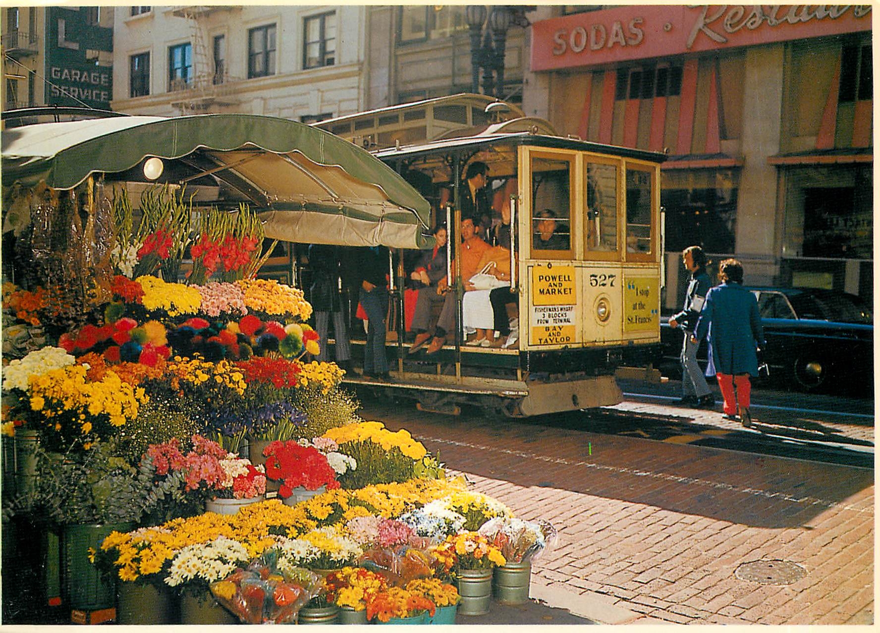 CPM Colorful flowerstand on Powell Streeet San Francisco 