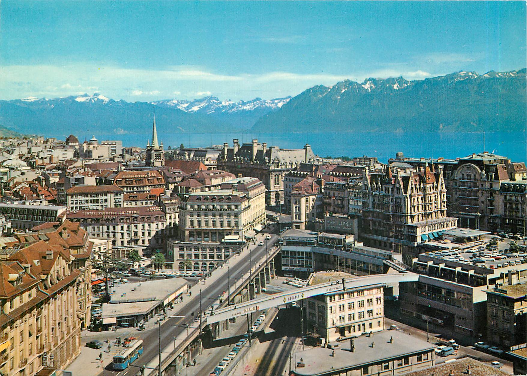 CPM Switzerland Lausanne Le grand pont le lac Leman et les Alpes