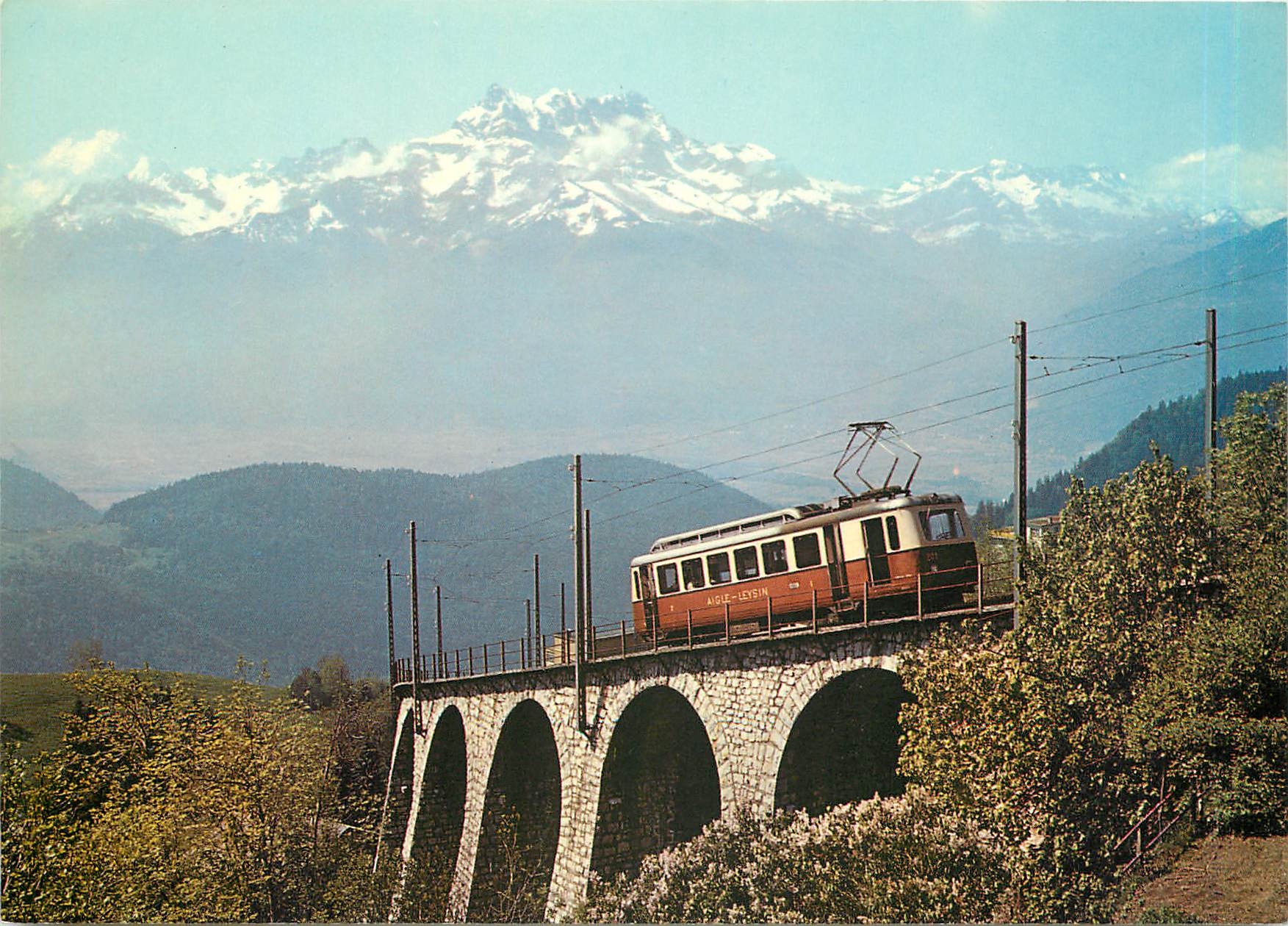 CPM Switzerland Leysin Train Aigle Leysin et les dents du Midi