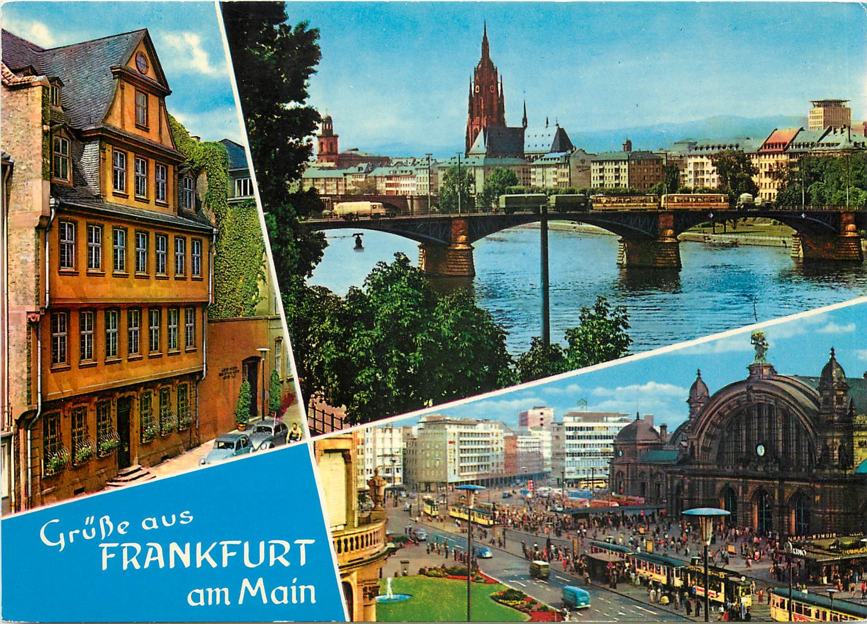 CPM Frankfurt Am Main Goethe Haus Mainufer mit Dome Hauptbahnhof