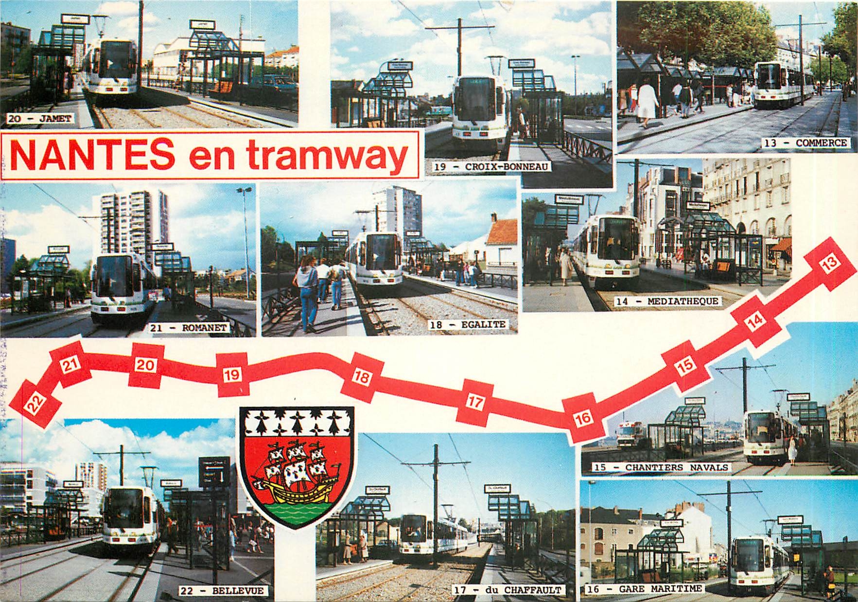 CPM Nantes Loire Atlantique Tramway Jamet Croix Bonneau Commerce Romanet Egalite Mediatheque Bellevu