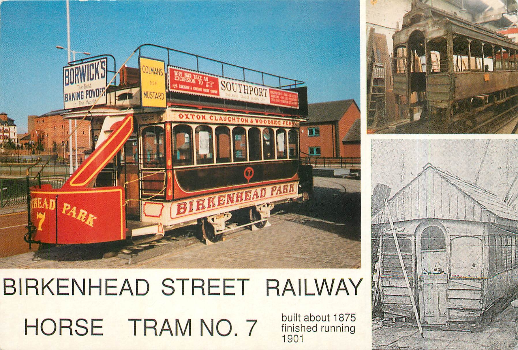 CPM Birkenhead Street Railway Horse Tram no 7