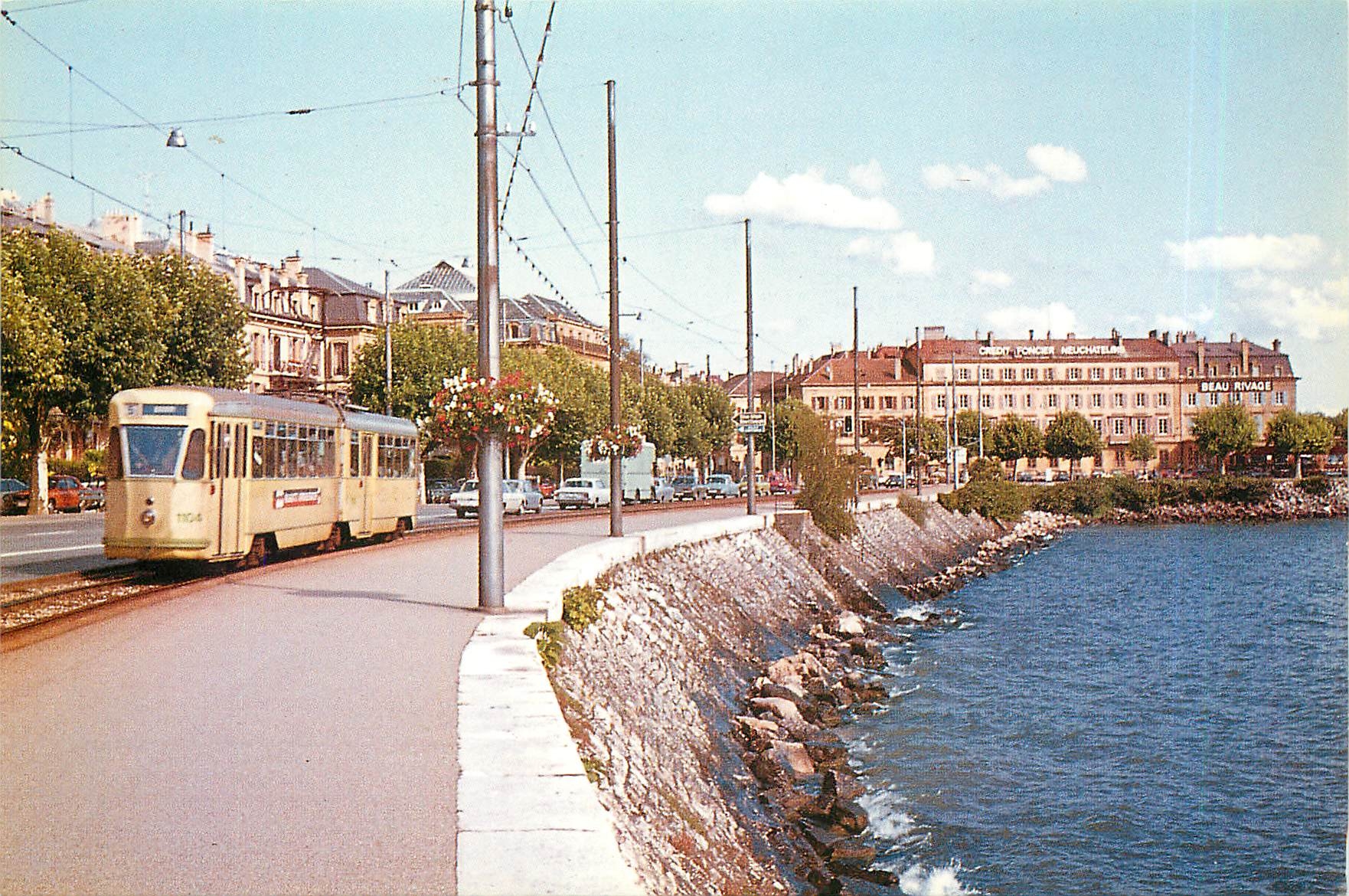 CPM Tramways de Neuchatel Quai Goder et la ligne 5 1976