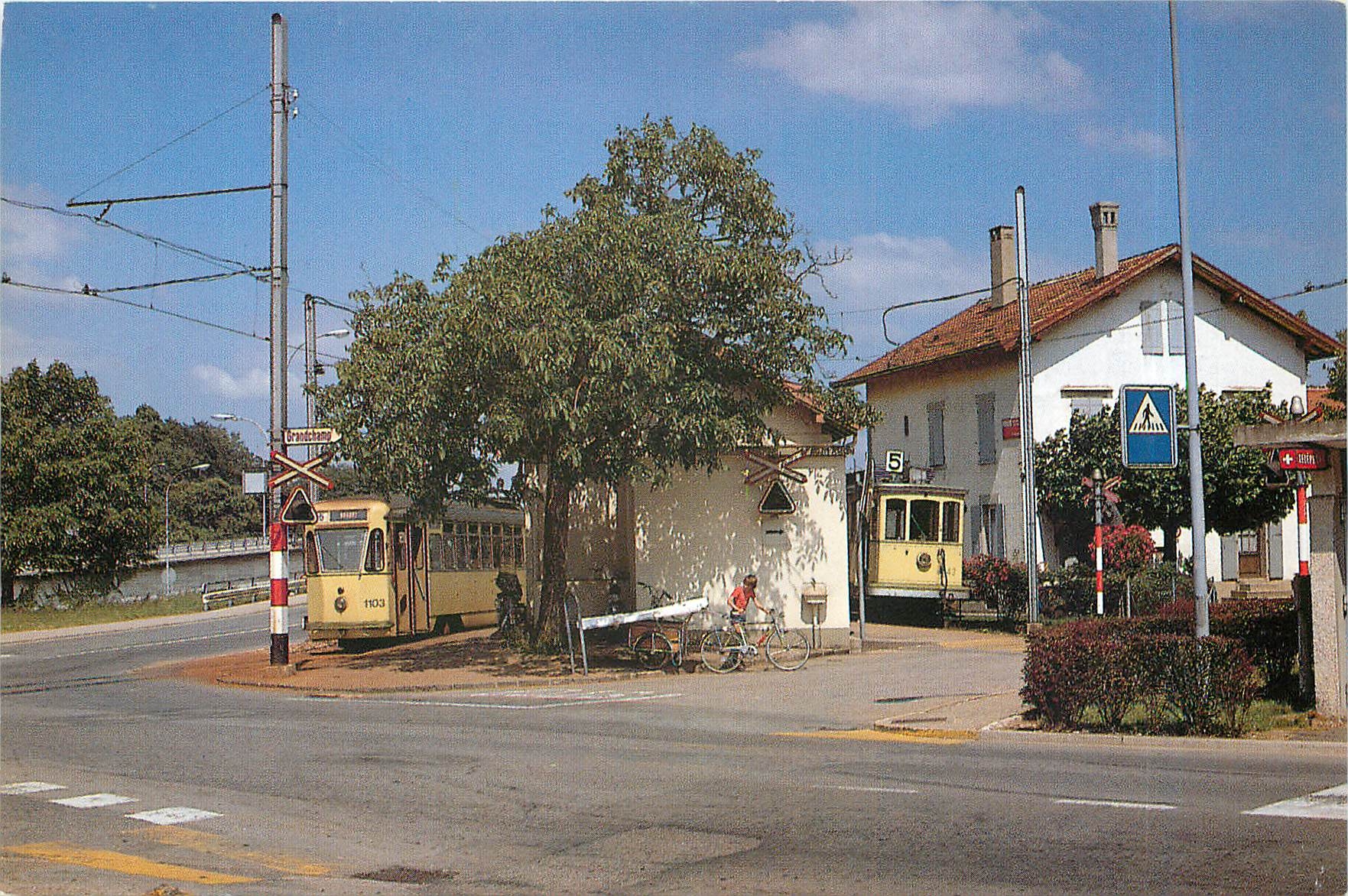 CPM Tramways de Neuchatel vue sur l'arret d'Areuse des deux lignes 5