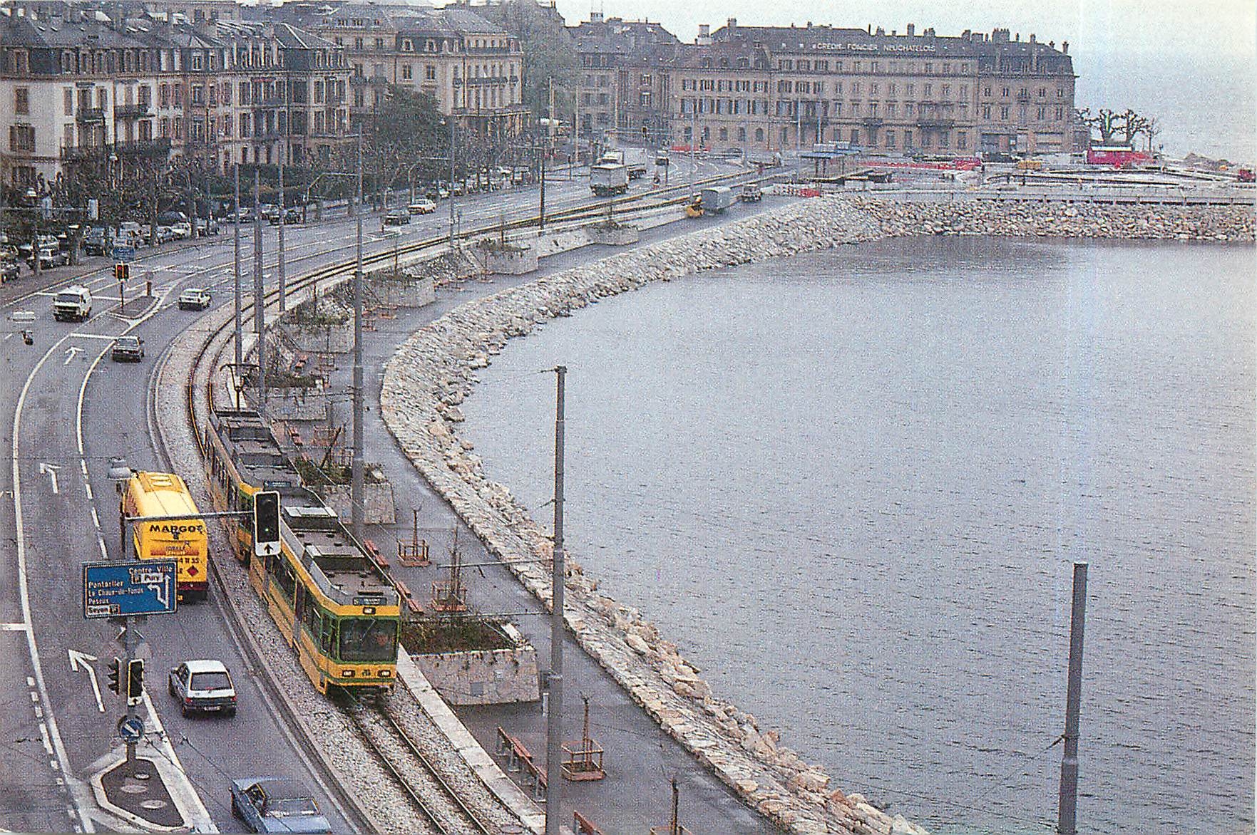 CPM Tramways du Neuchatel Vue sur le quai et le nouveau trace du Littorail