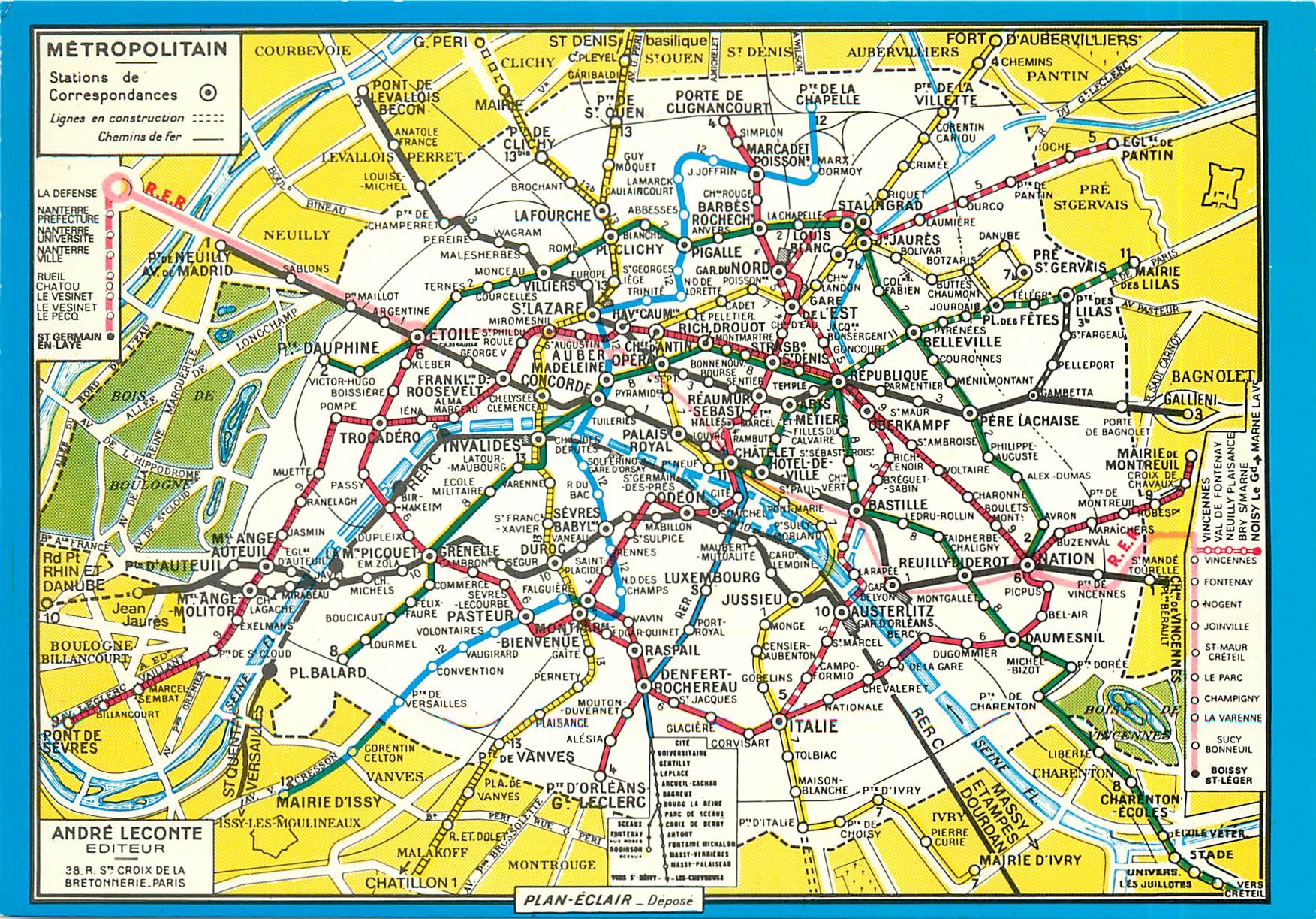 CPM Paris Le Plan du Metropolitain