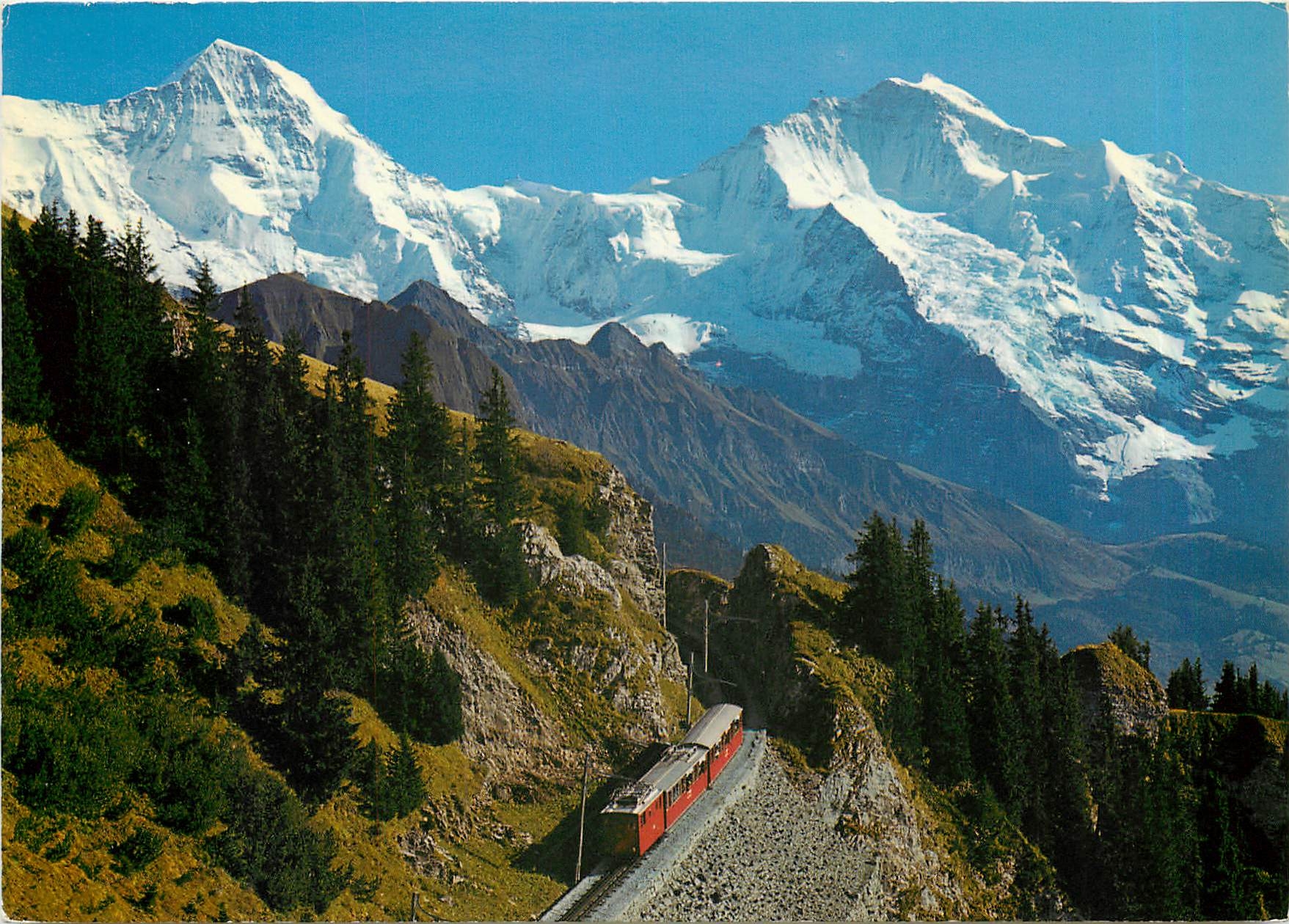 CPM Schynige Platte-Bahn mit Moench und jungfrau