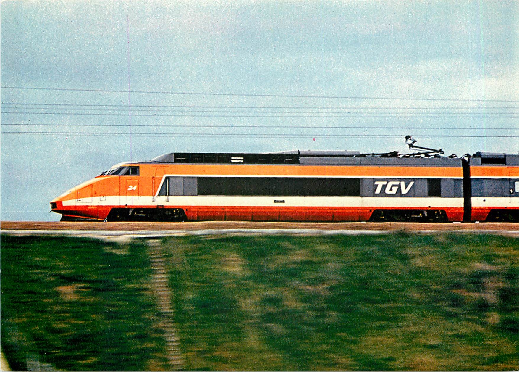 CPM TGV Paris Sud-Est une motrice de la rame TGV N.24