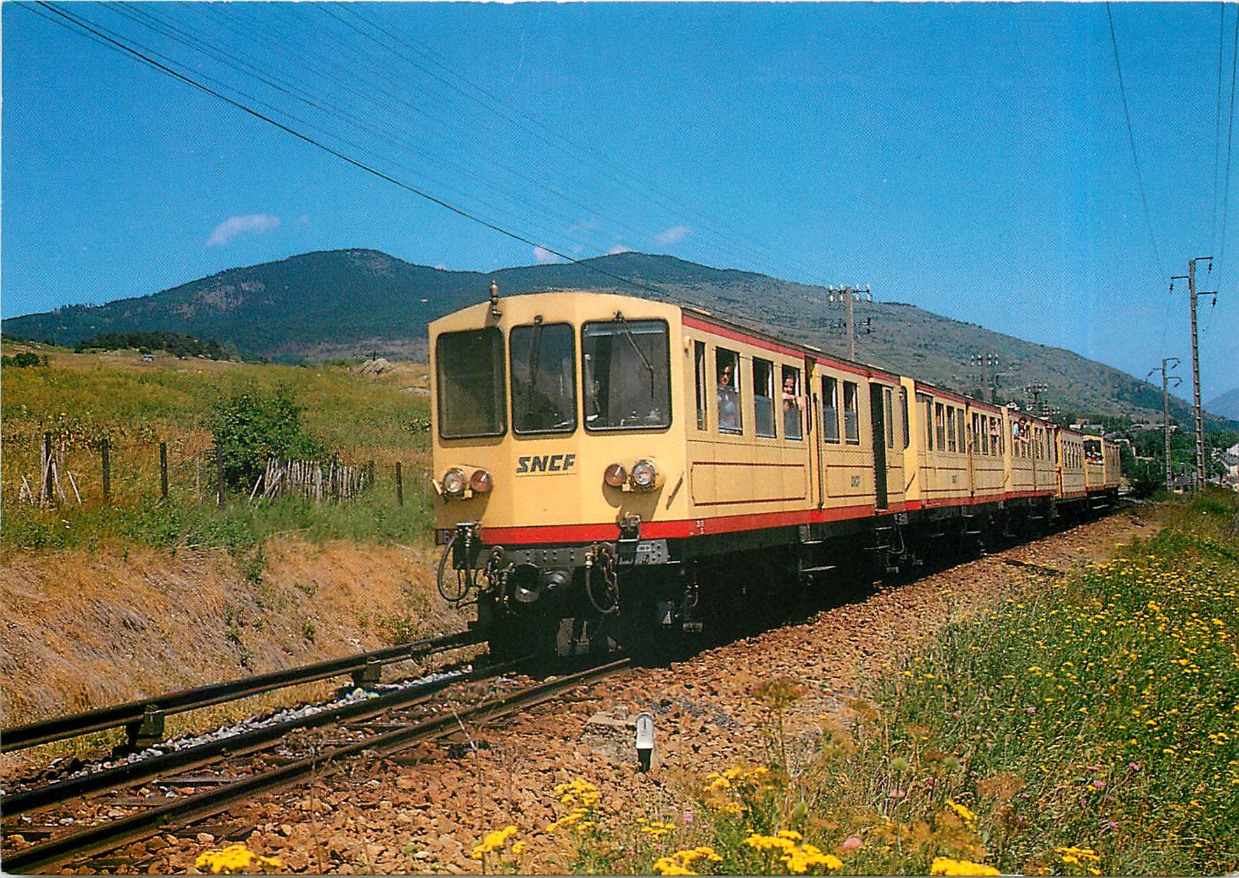 CPM Arrivee du Train jaune pres du col de la Perche en juillet 1991