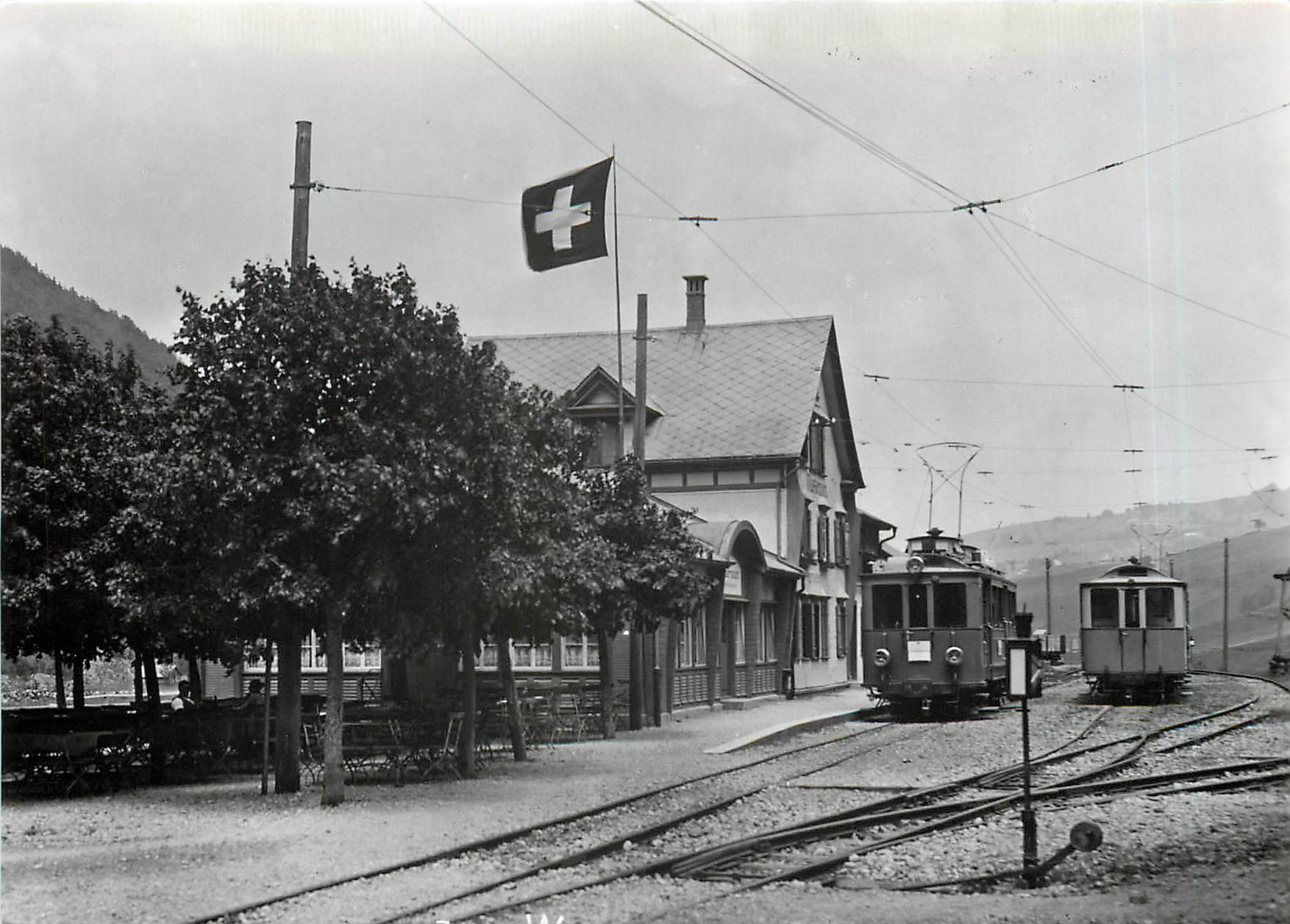 CPM Sation Wasserauen mit 2 AWW-Zuegen (um 1925)