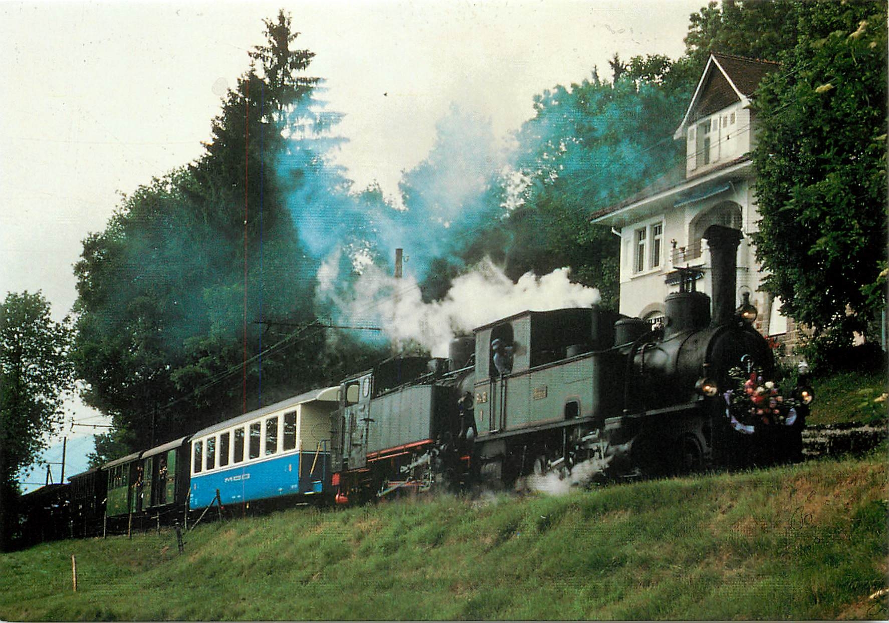CPM Chemin de fer touristique Blonay-Chamby Double traction avec la 6 du B.A.M et la 99.193 de la D.