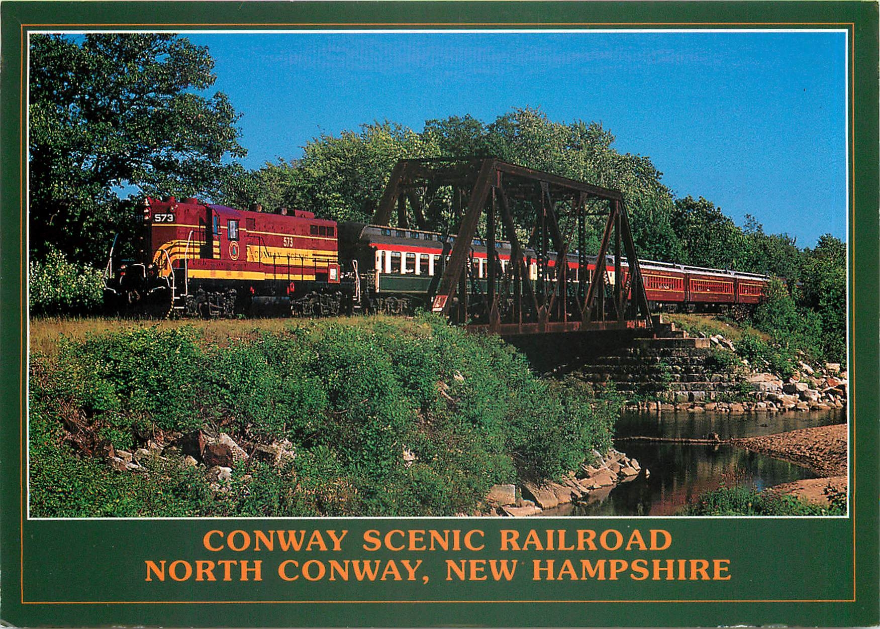 CPM Conway Scenic Railroad Train #30 westbound at the Swift River Bridge at Conway NH