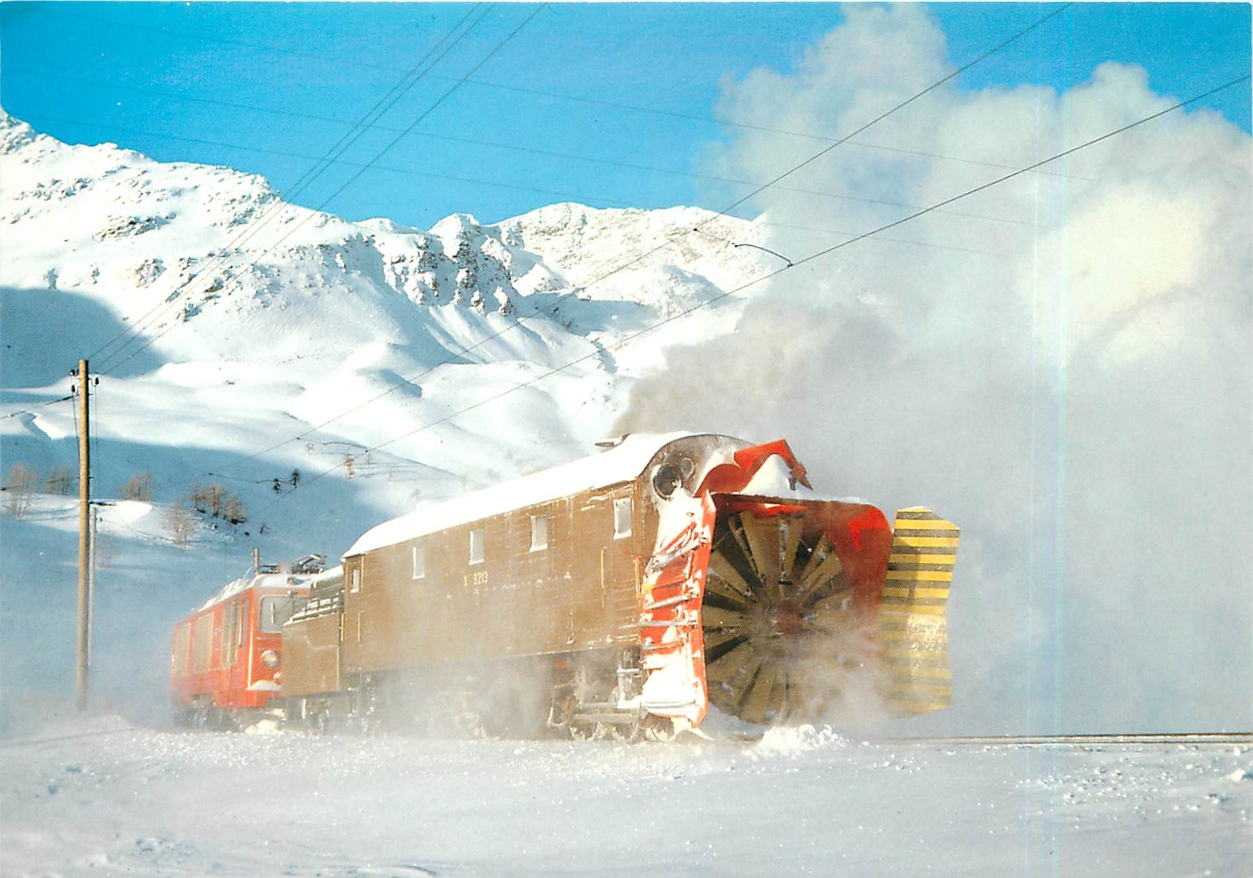 CPM Rhaetische Bahn (RhB). Schneeschleuderkomposition mit Dampfschneeschleuder X rot d Nr. 9213