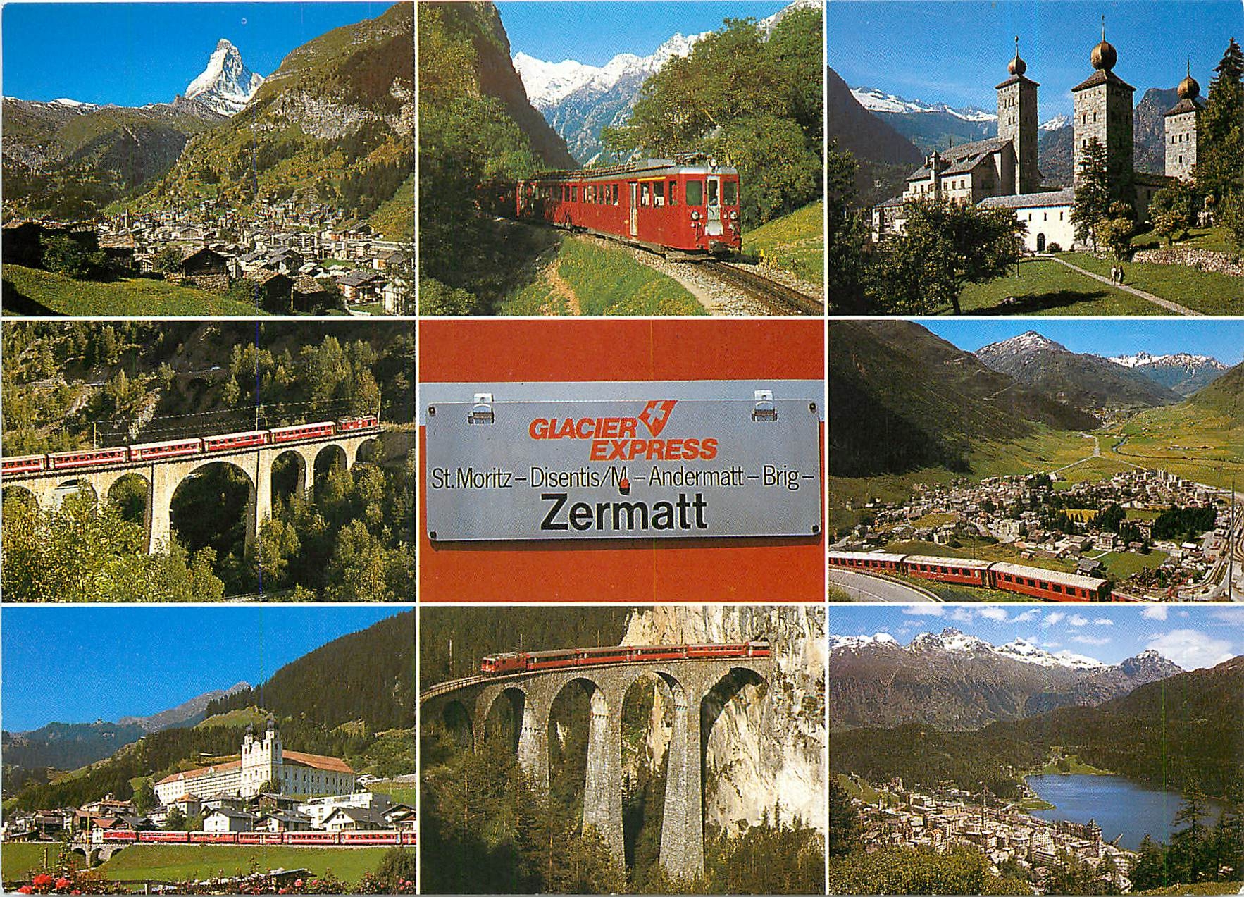 CPM Der Glacier-Express mit Zermatt Brig Andermatt Disentis und St. Moritz