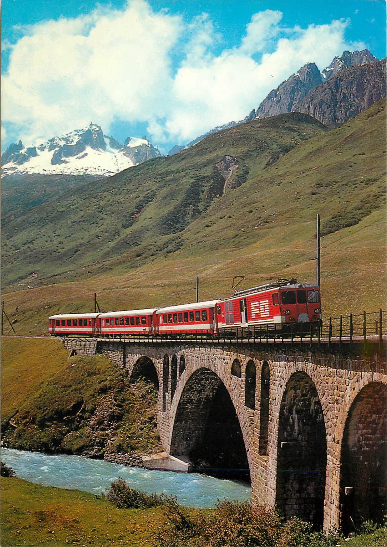 CPM Pendelzug der Furka-Oberalp Bahn im Urserental Lokomotive Deh 4/4