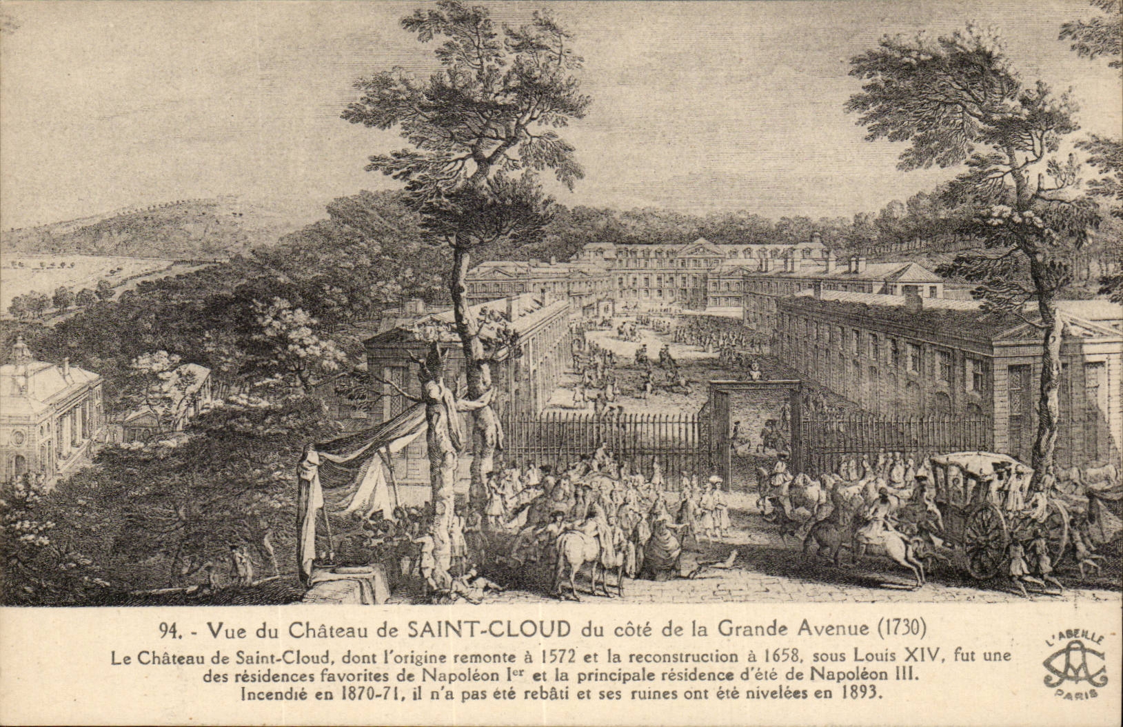CPA Vue du chateau de Saint Cloud du cote de la Grande avenue (1730)
