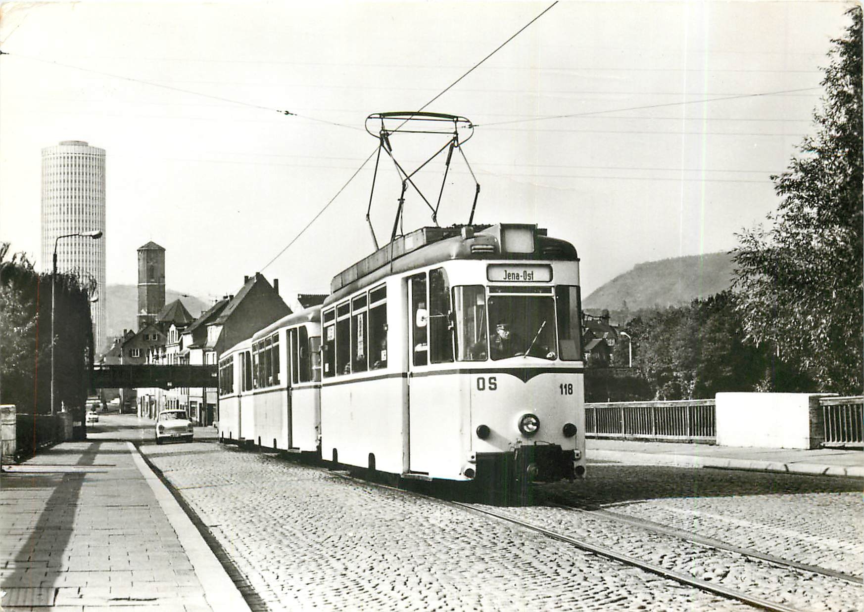 CPM Jahre StraBenbahn Jena Blick von der Brucke 1975