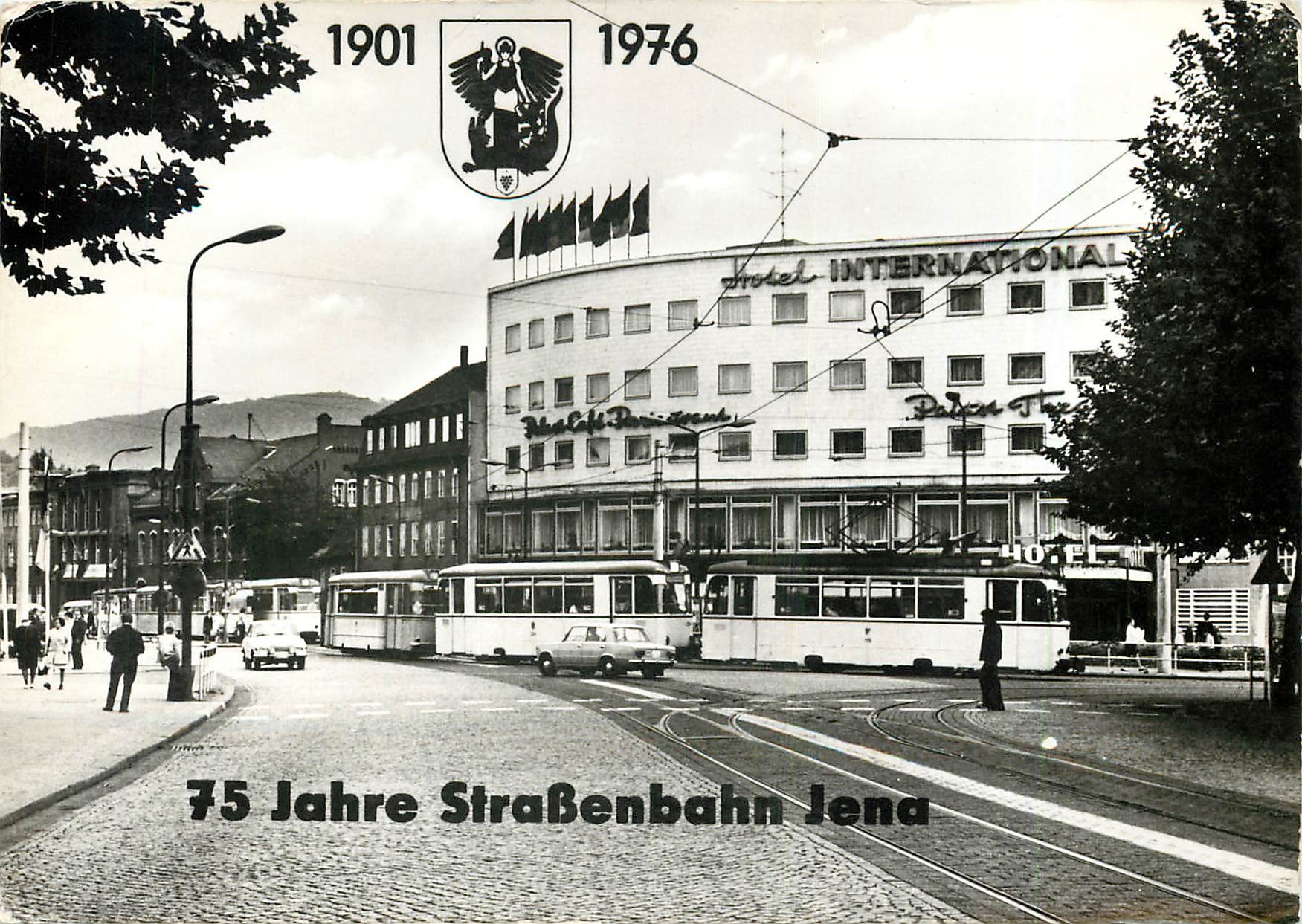 CPM Jahre StraBenbahn Jena Der Holzmarkt zentrale Umsteigestelle 1975